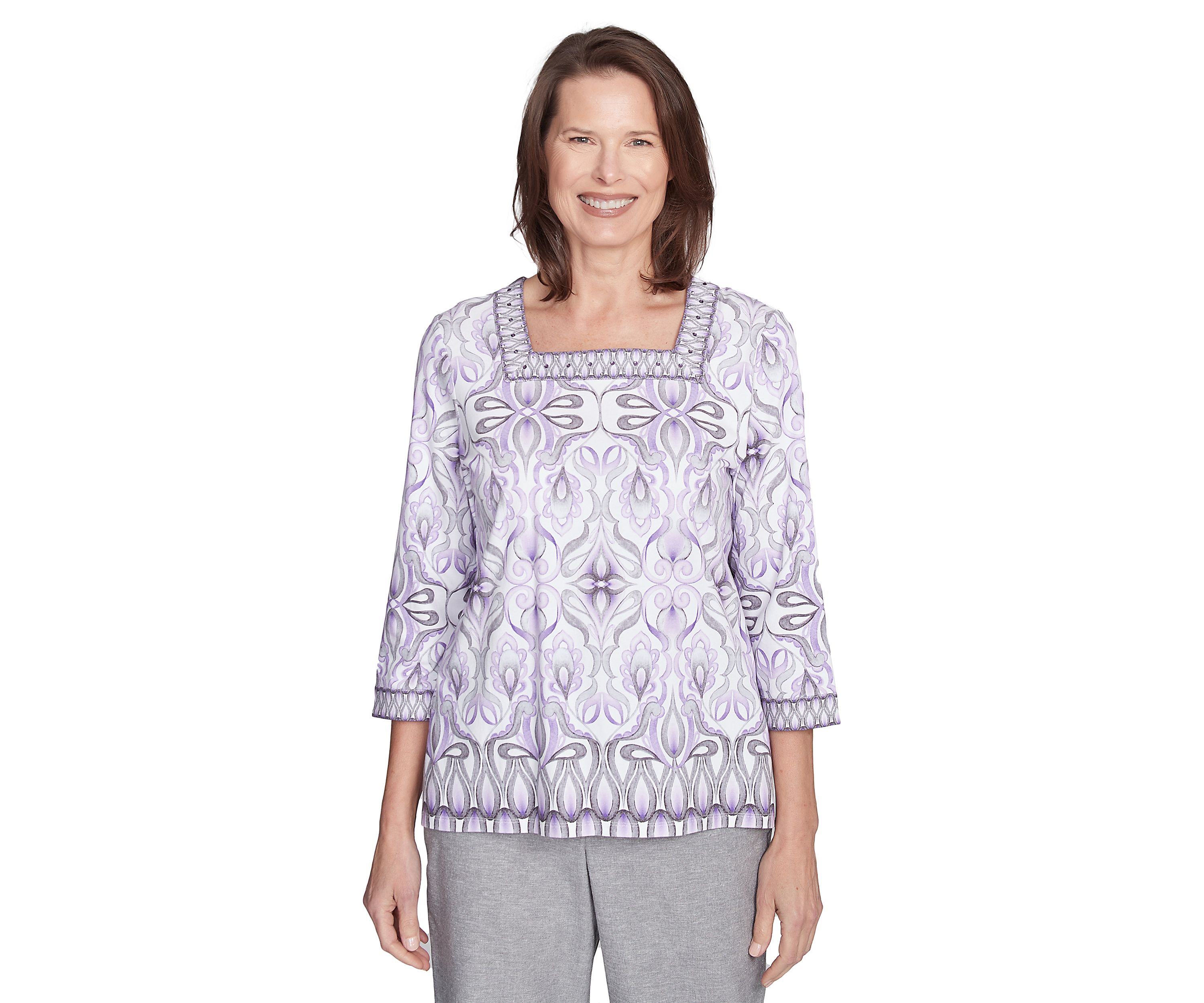 Womens Crystal Springs Border Medallion Top
