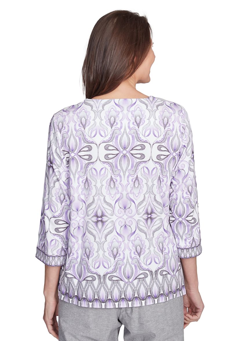 Womens Crystal Springs Border Medallion Top