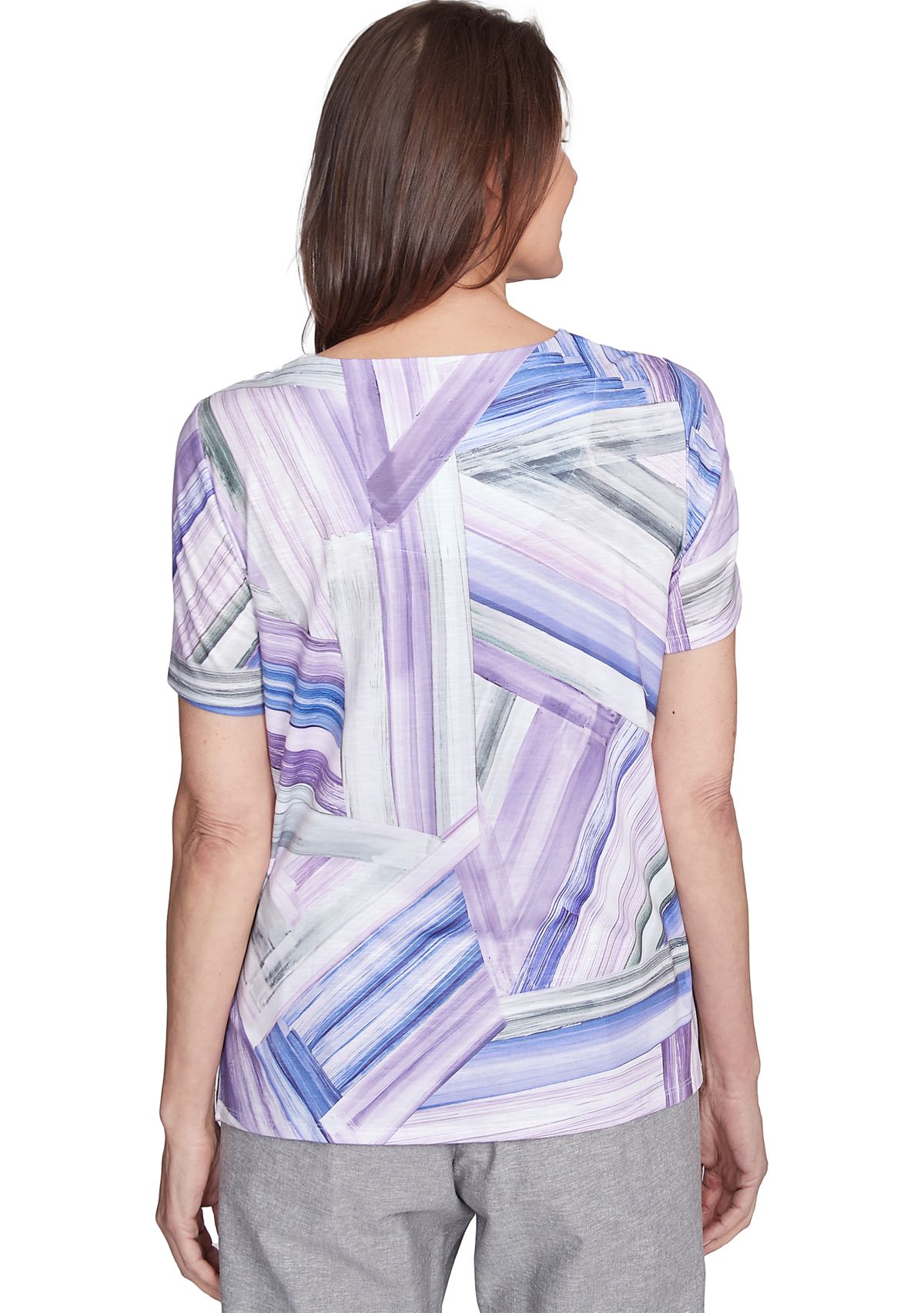 Womens Crystal Springs Brushstroke Patchwork Printed Top
