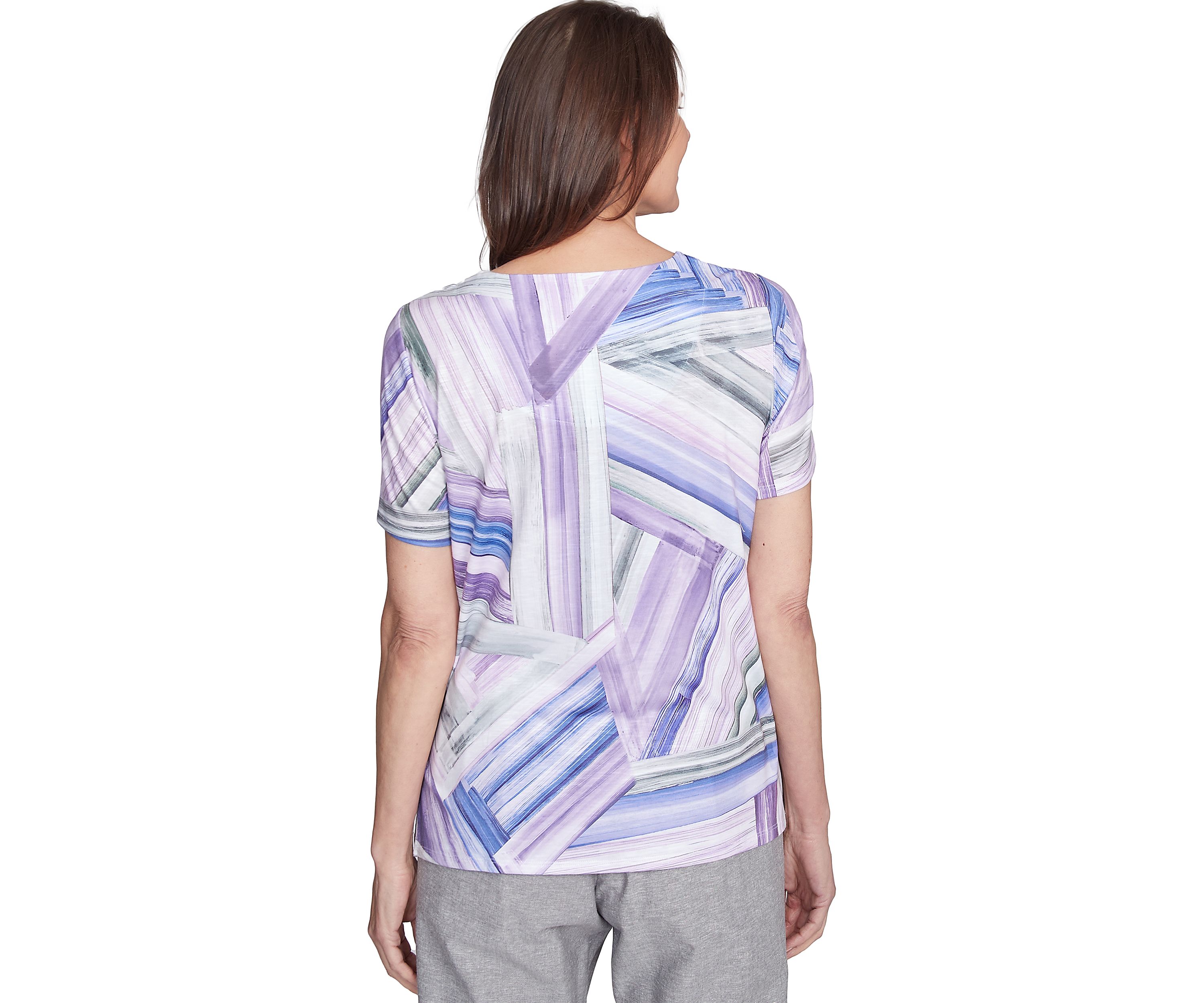Womens Crystal Springs Brushstroke Patchwork Printed Top