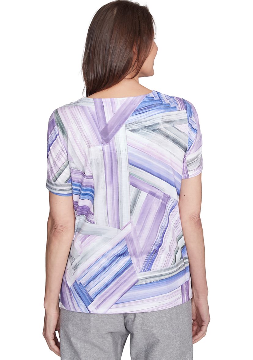 Womens Crystal Springs Brushstroke Patchwork Printed Top