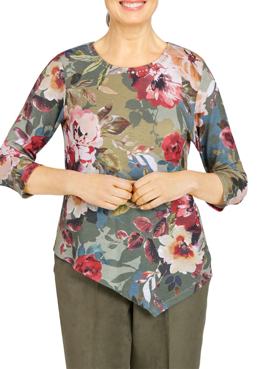Womens Floral Soft Knit Top