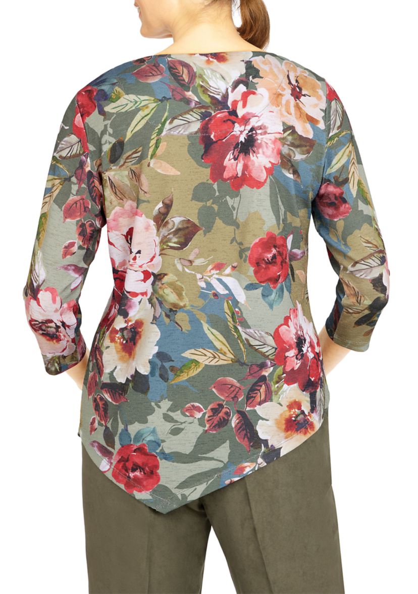 Womens Floral Soft Knit Top