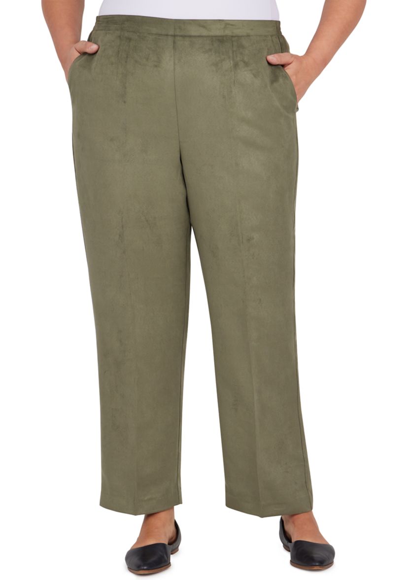 Plus Size Copper Canyon Suede Pull-On Straight Leg Pants In Regular Length