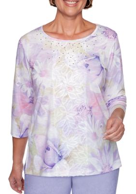 Alfred Dunner Women's Floral Lace Center T-Shirt | belk