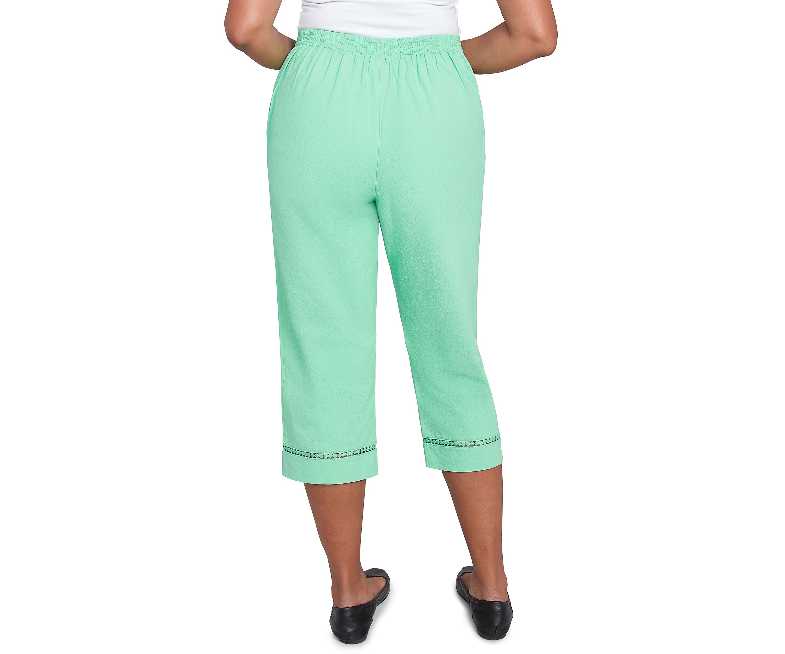 Womens Rise & Shine Dot Lace Trim Capri Pants
