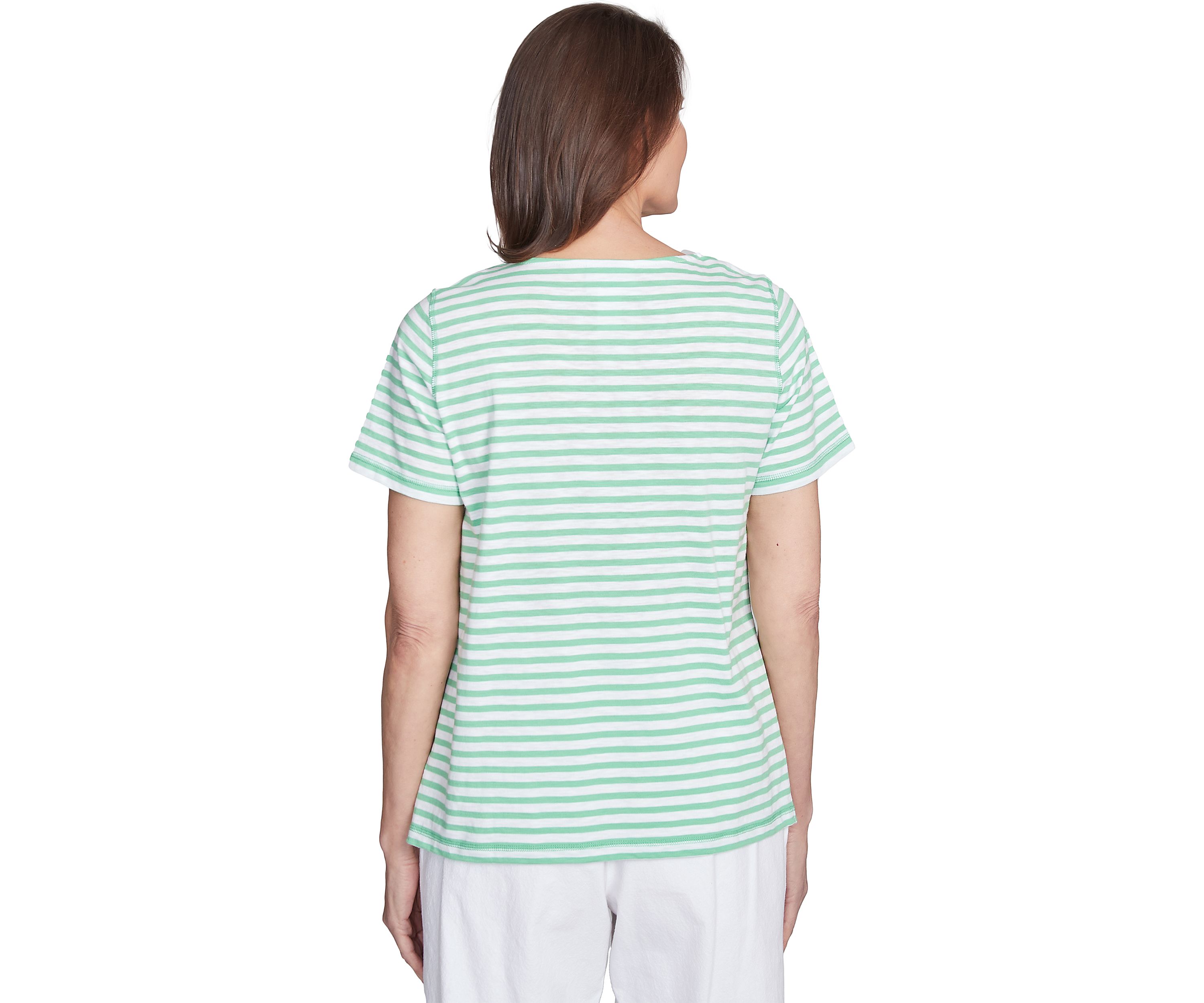 Womens Rise & Shine Stripe Top with Lemons Embroidery
