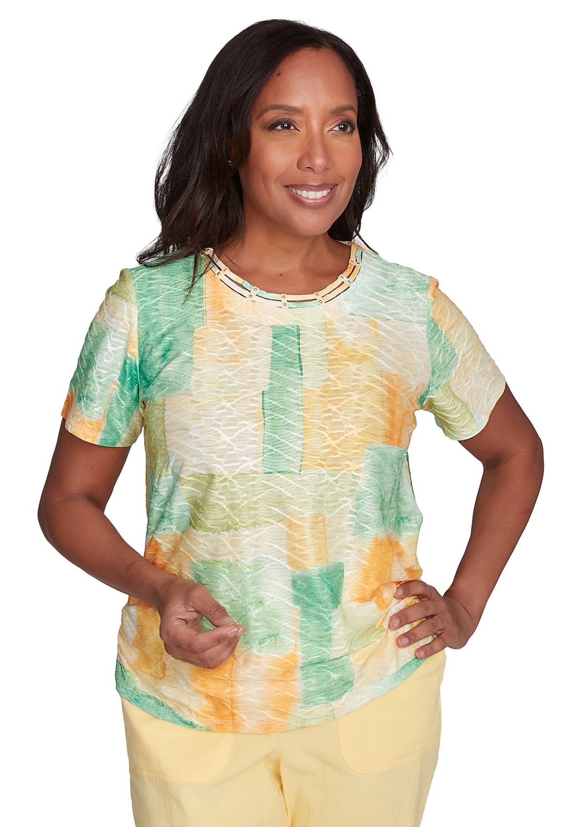 Womens Rise & Shine Patch Texture Top