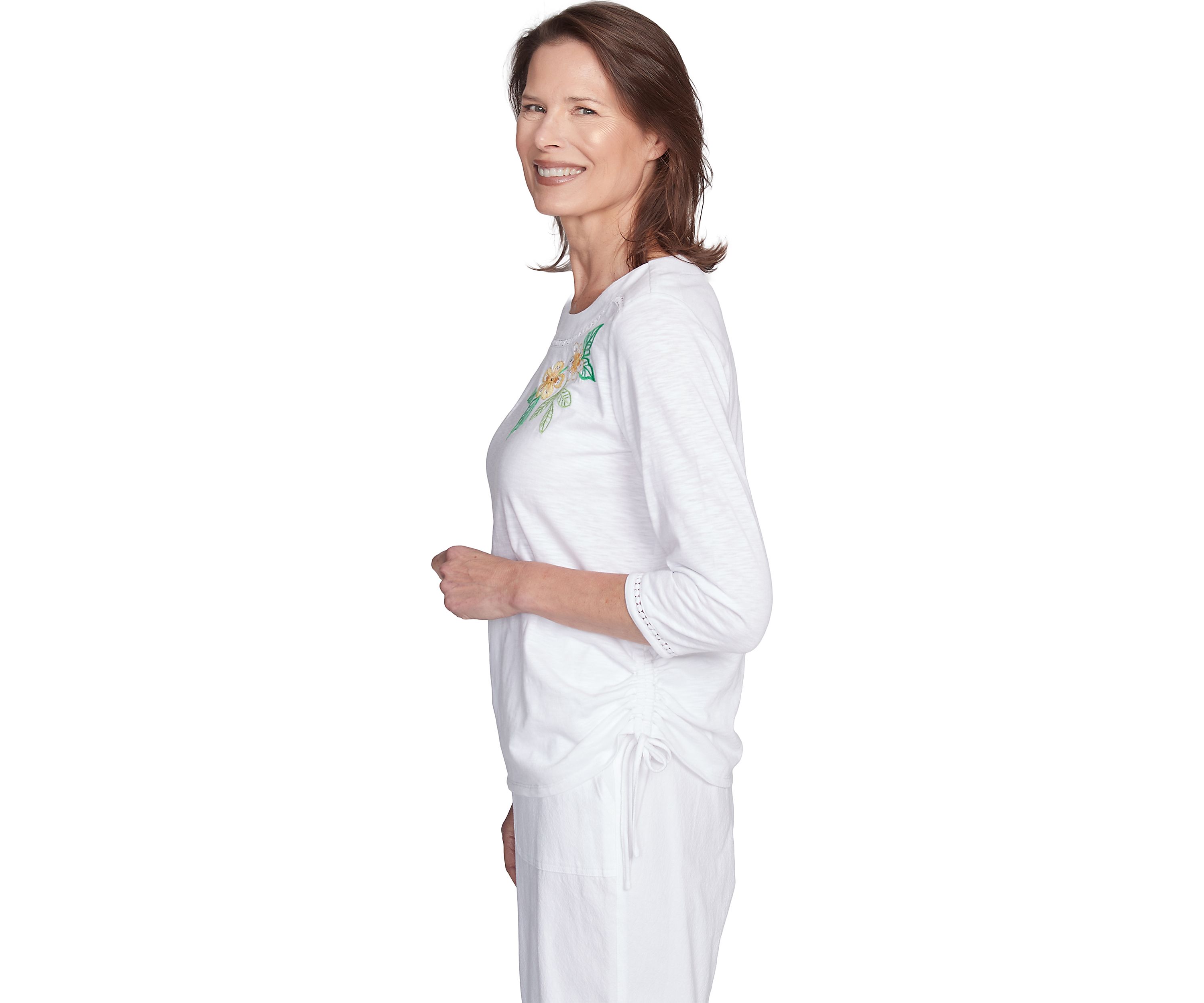 Womens Rise & Shine Embroidered Pineapple Top
