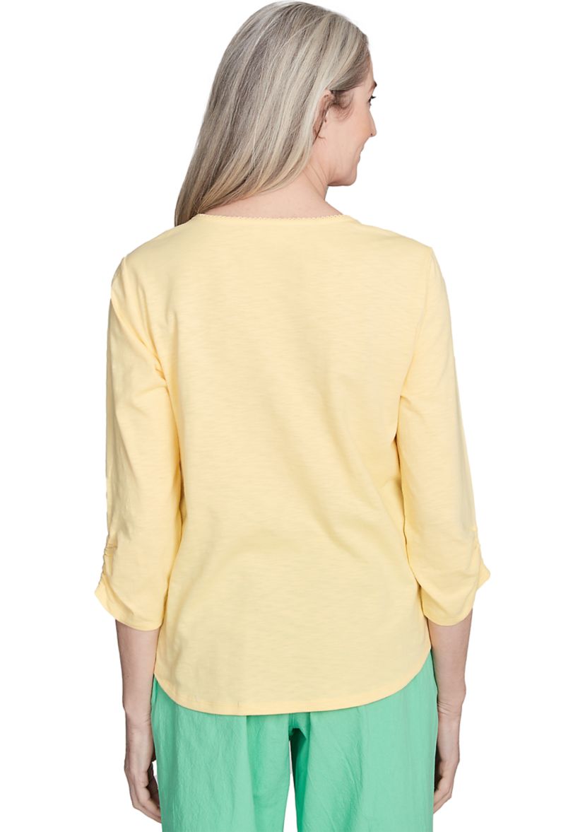 Womens Rise & Shine Floral Embroidery Top