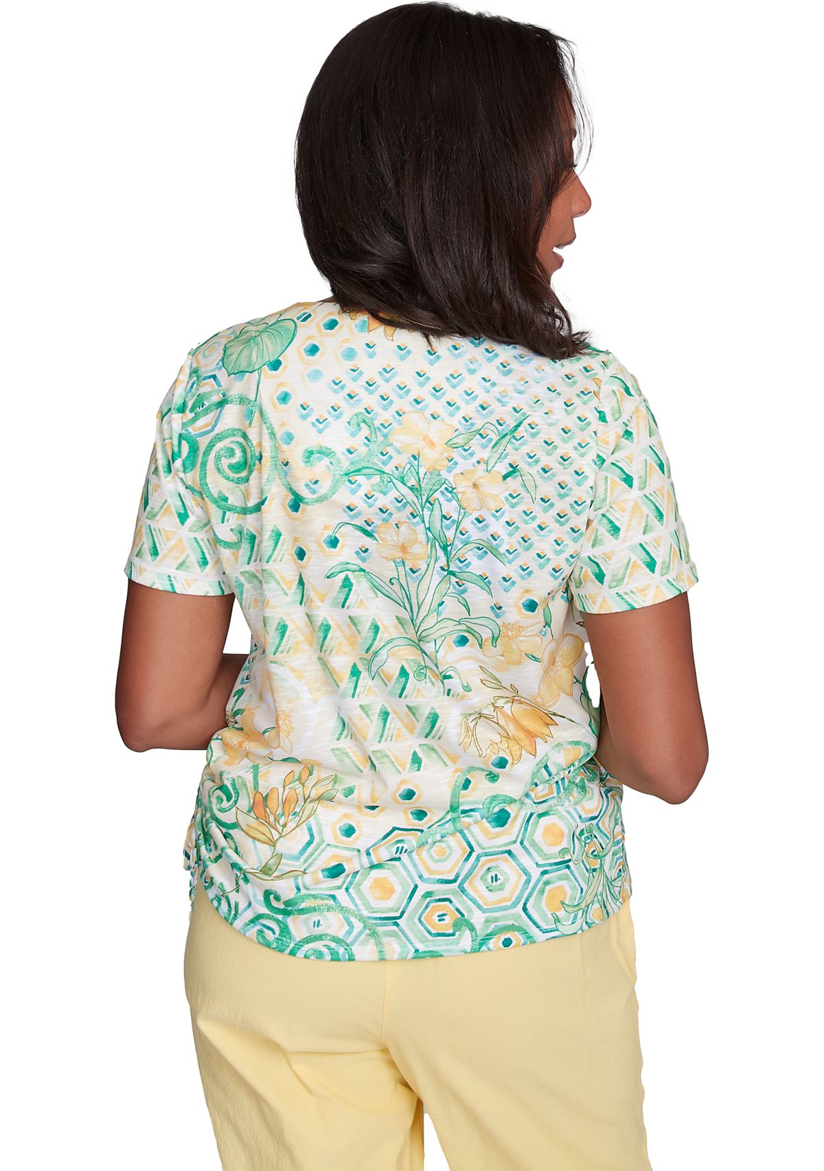 Womens Rise & Shine Geo Patchwork Top