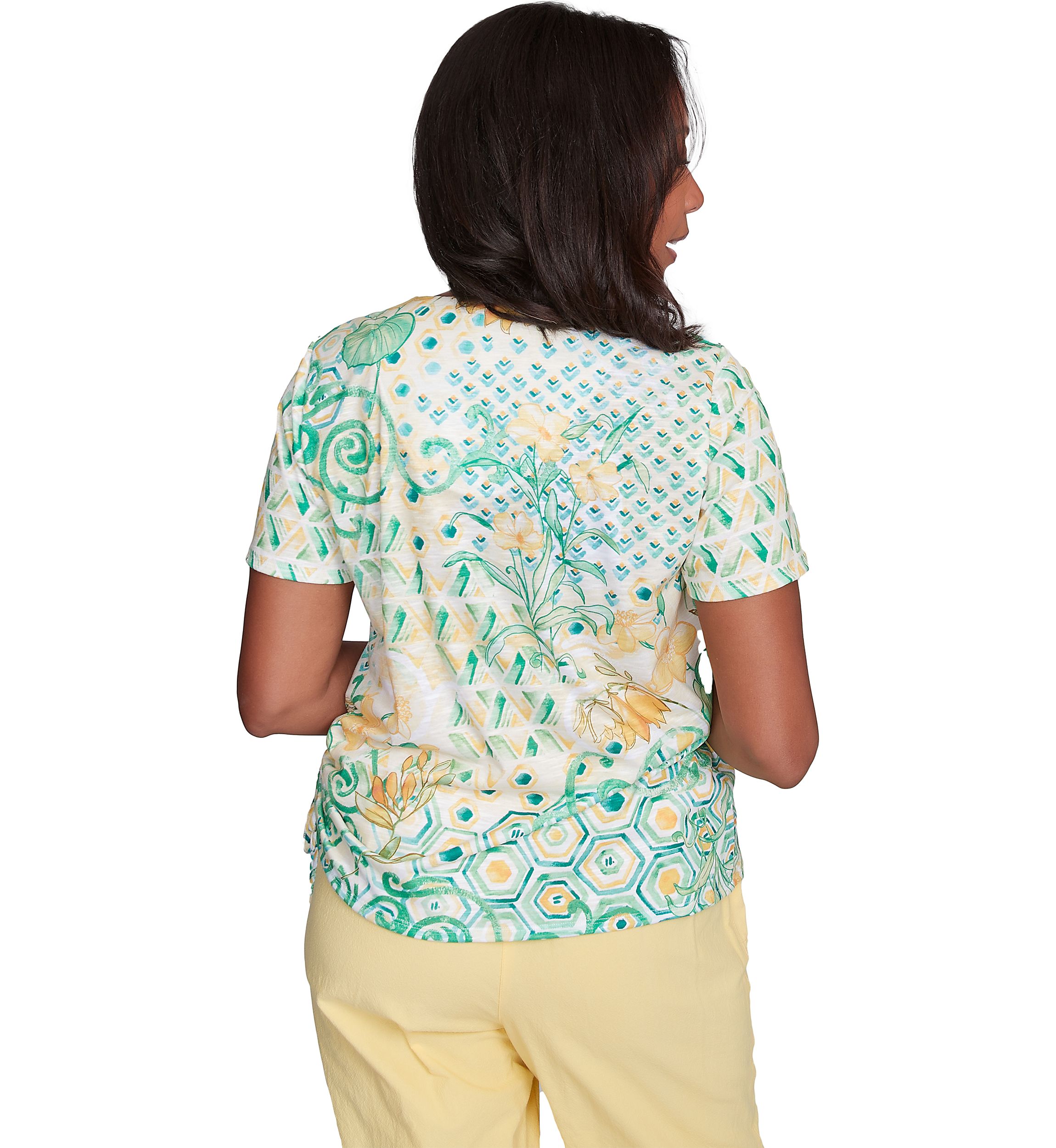 Womens Rise & Shine Geo Patchwork Top