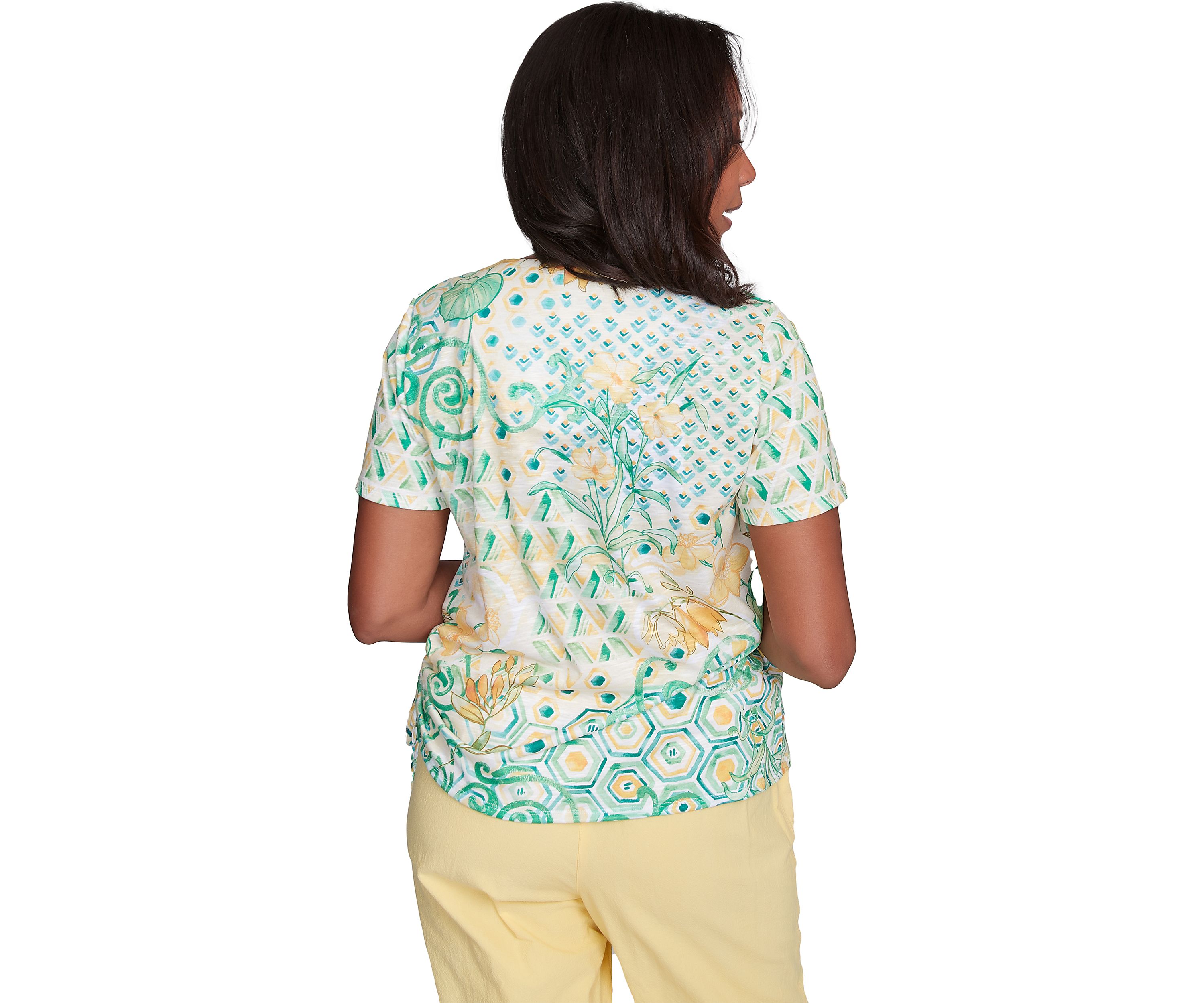 Womens Rise & Shine Geo Patchwork Top