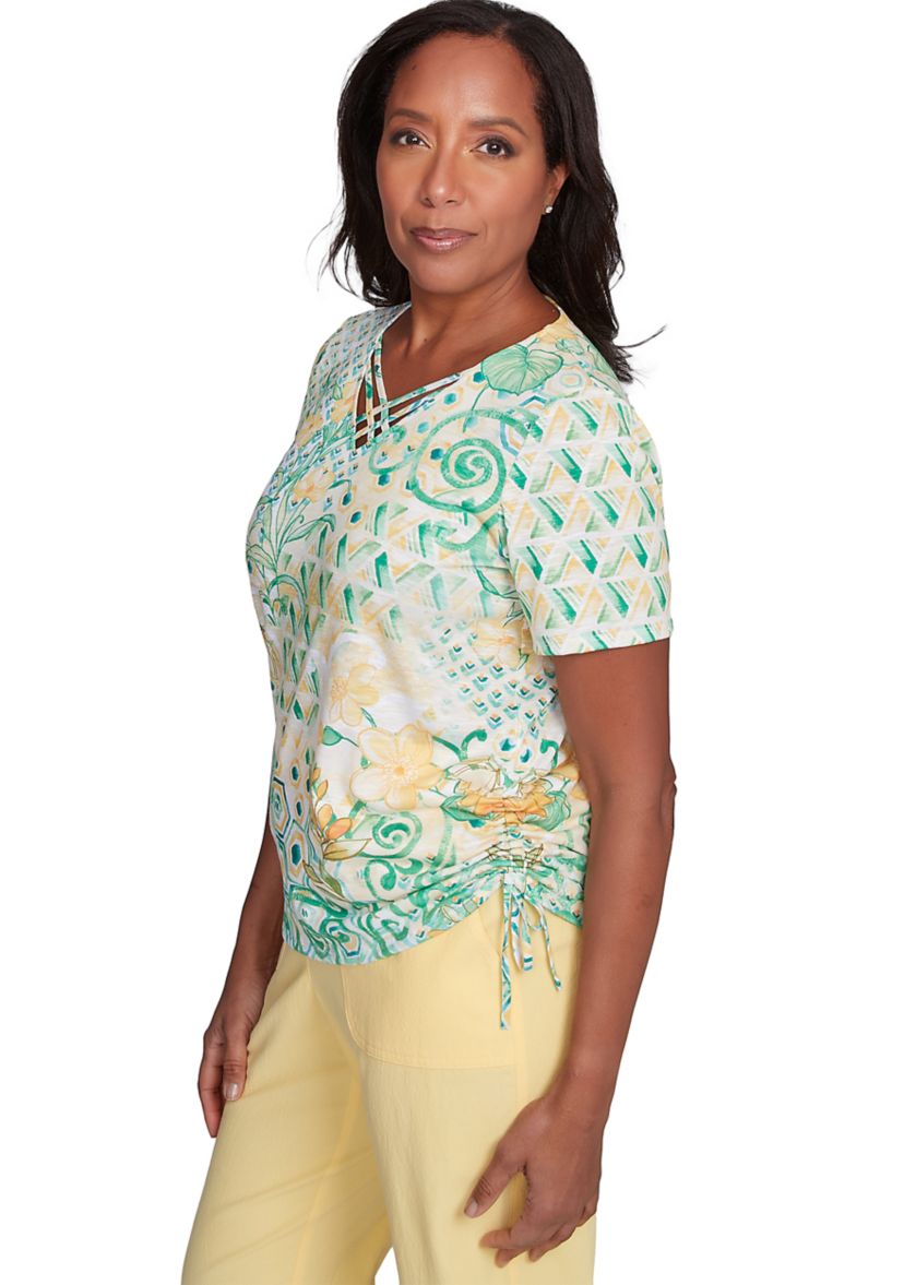 Womens Rise & Shine Geo Patchwork Top