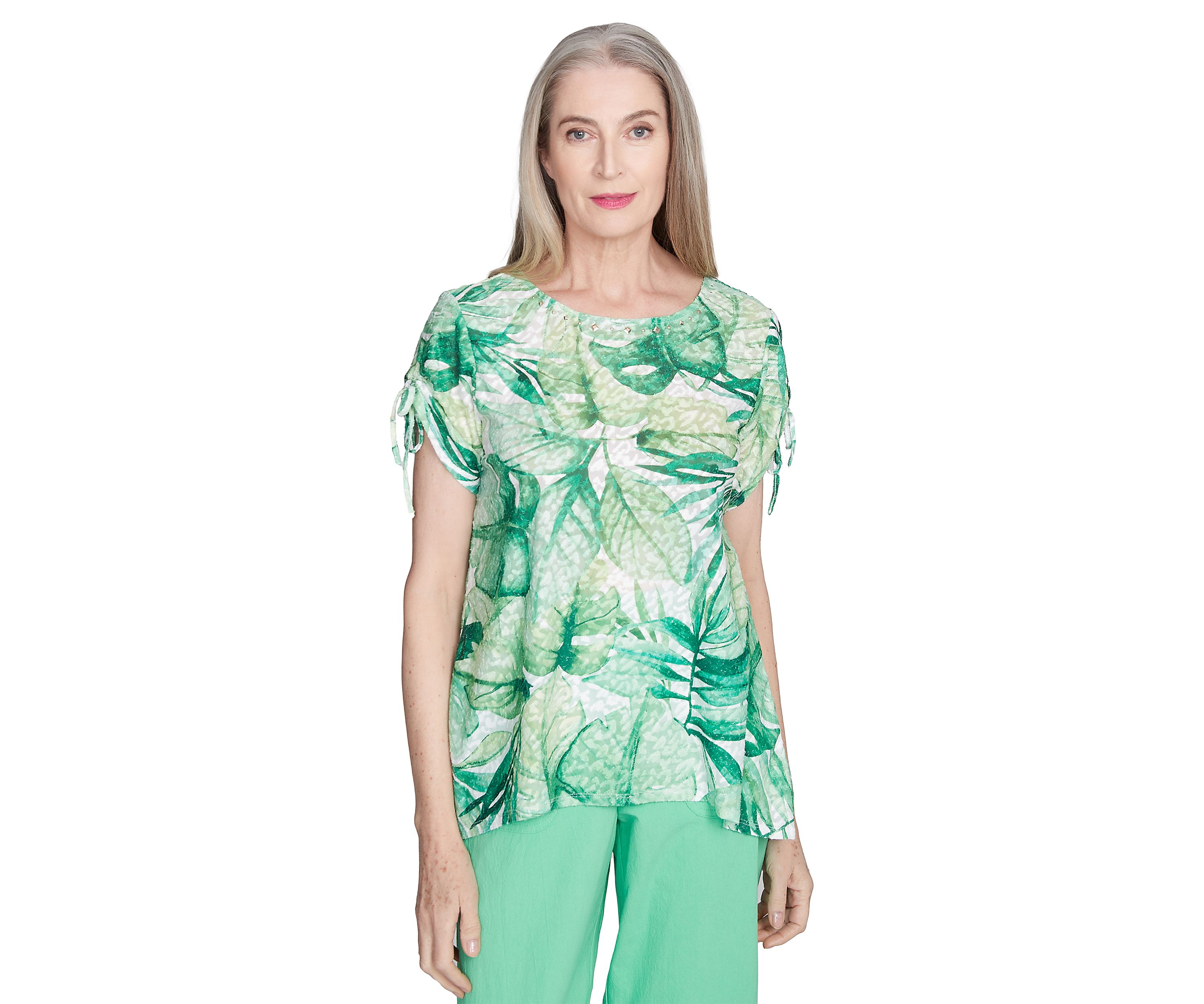 Womens Rise & Shine Monotone Tropical Leaves