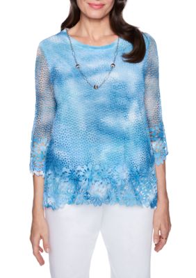 Alfred Dunner Tie Dye Floral Sweater