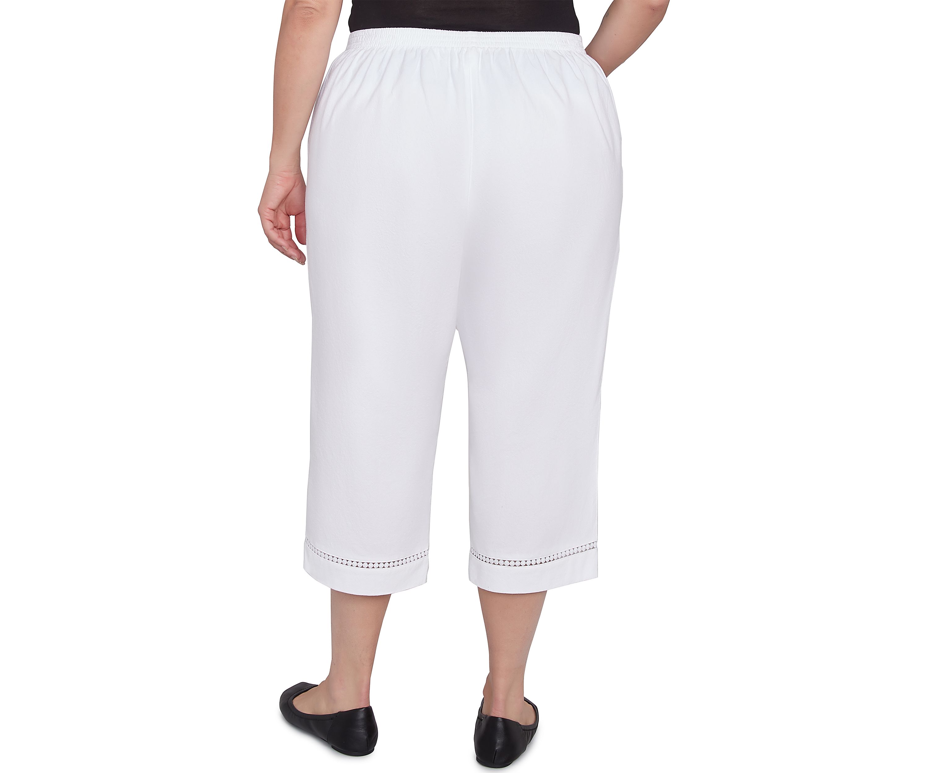 Plus Size Rise and Shine Dot Lace Trim Capri Pants