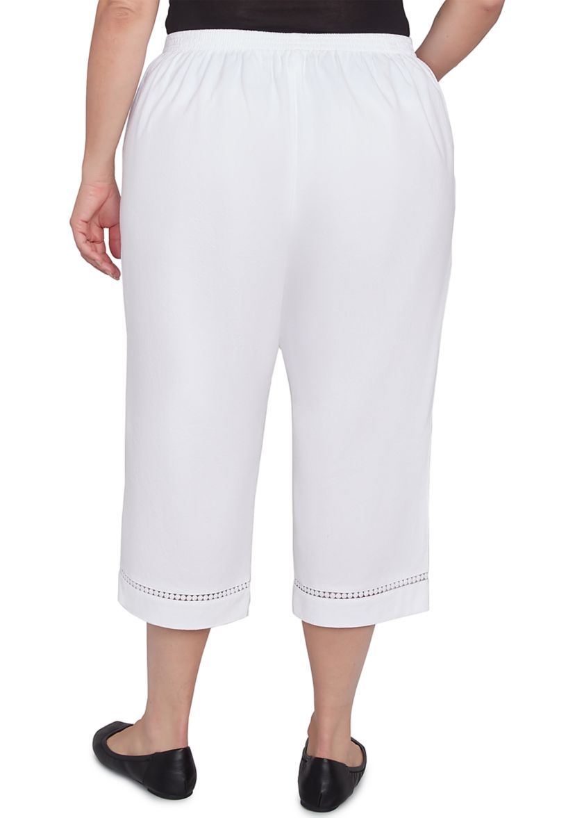 Plus Size Rise and Shine Dot Lace Trim Capri Pants