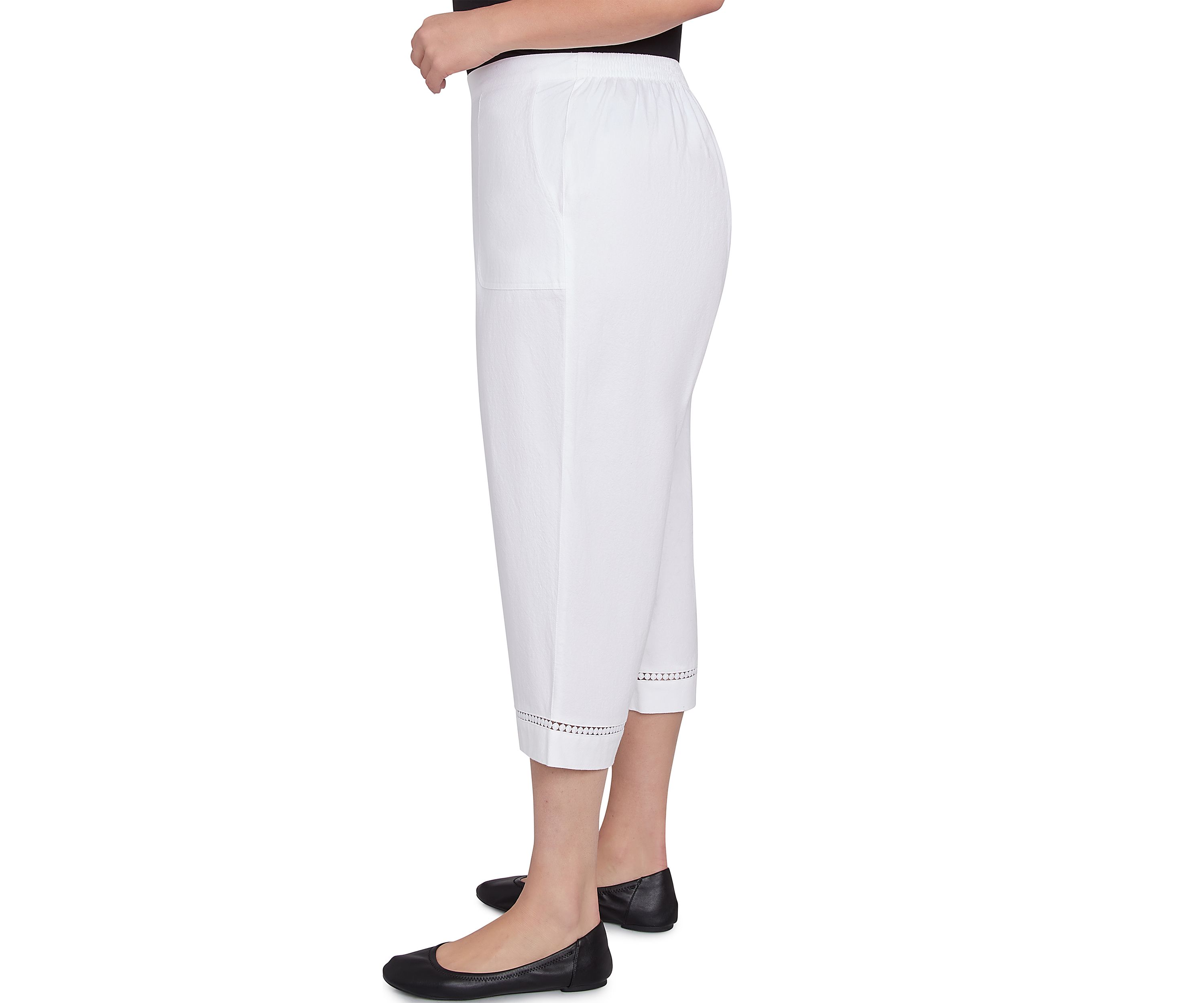 Plus Size Rise and Shine Dot Lace Trim Capri Pants