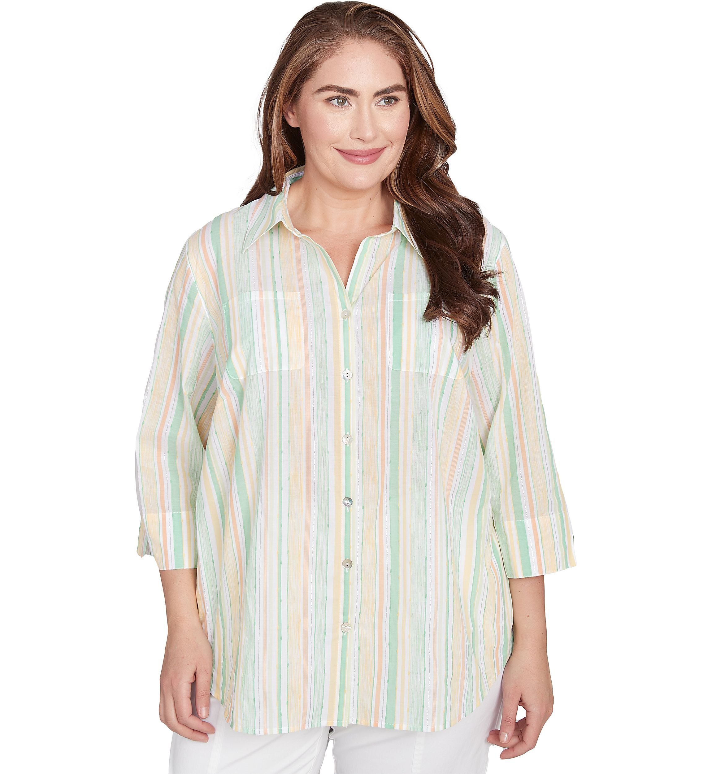 Plus Size Rise and Shine Stripe Lurex Blouse