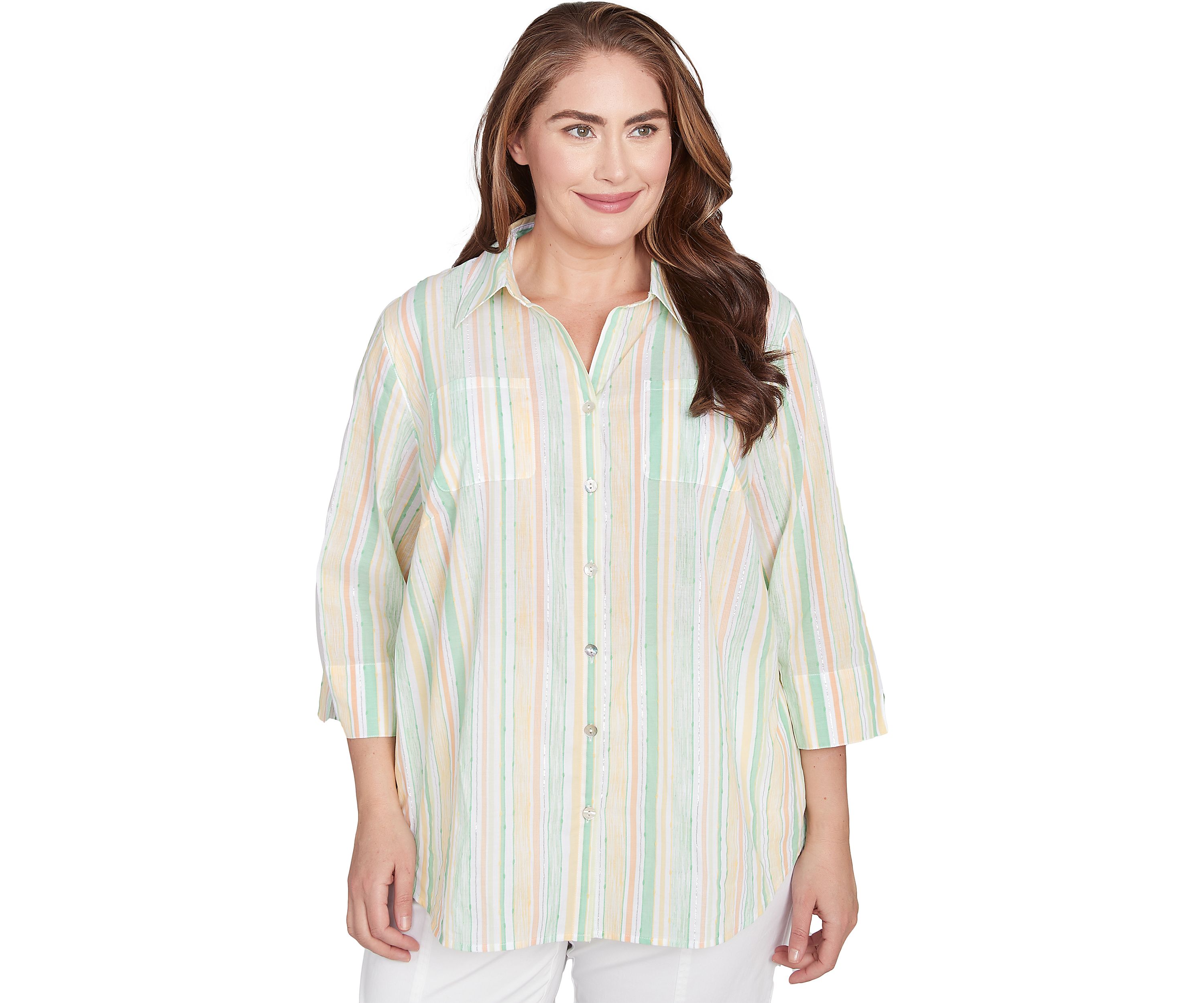 Plus Size Rise and Shine Stripe Lurex Blouse