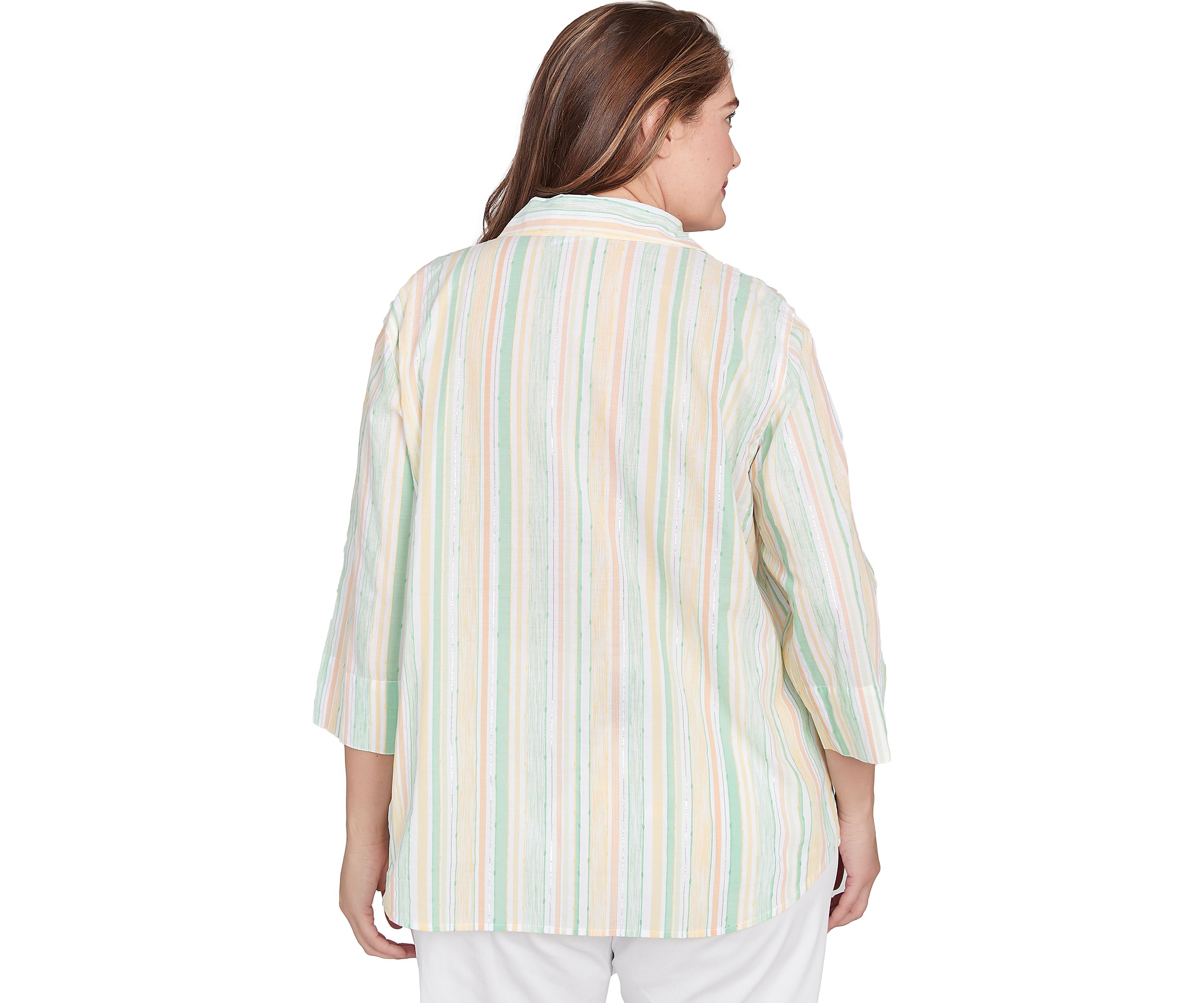 Plus Size Rise and Shine Stripe Lurex Blouse