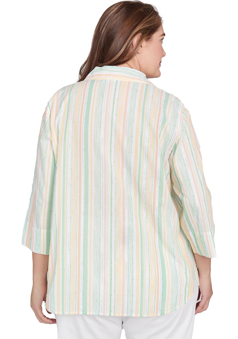 Plus Size Rise and Shine Stripe Lurex Blouse