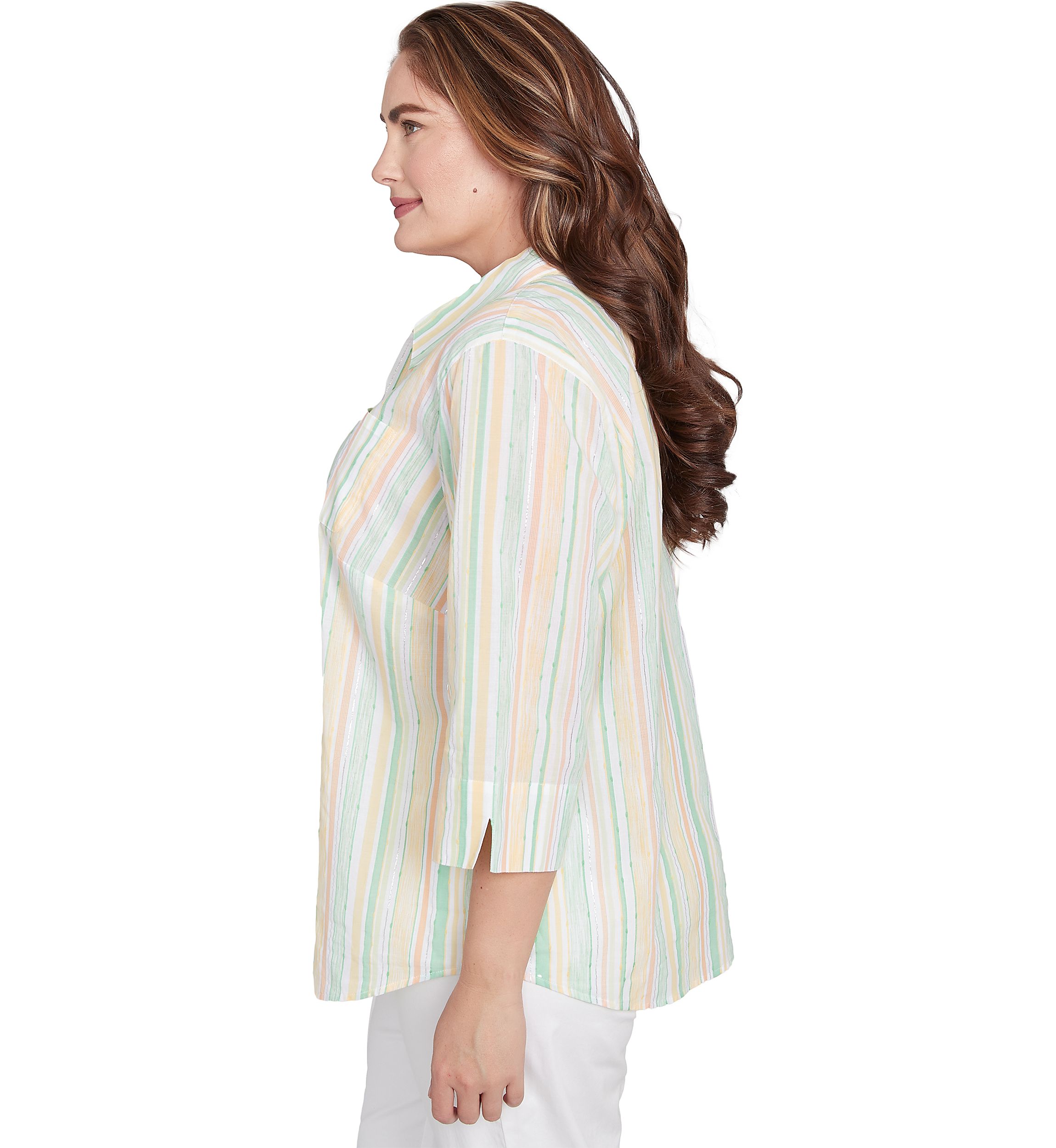 Plus Size Rise and Shine Stripe Lurex Blouse