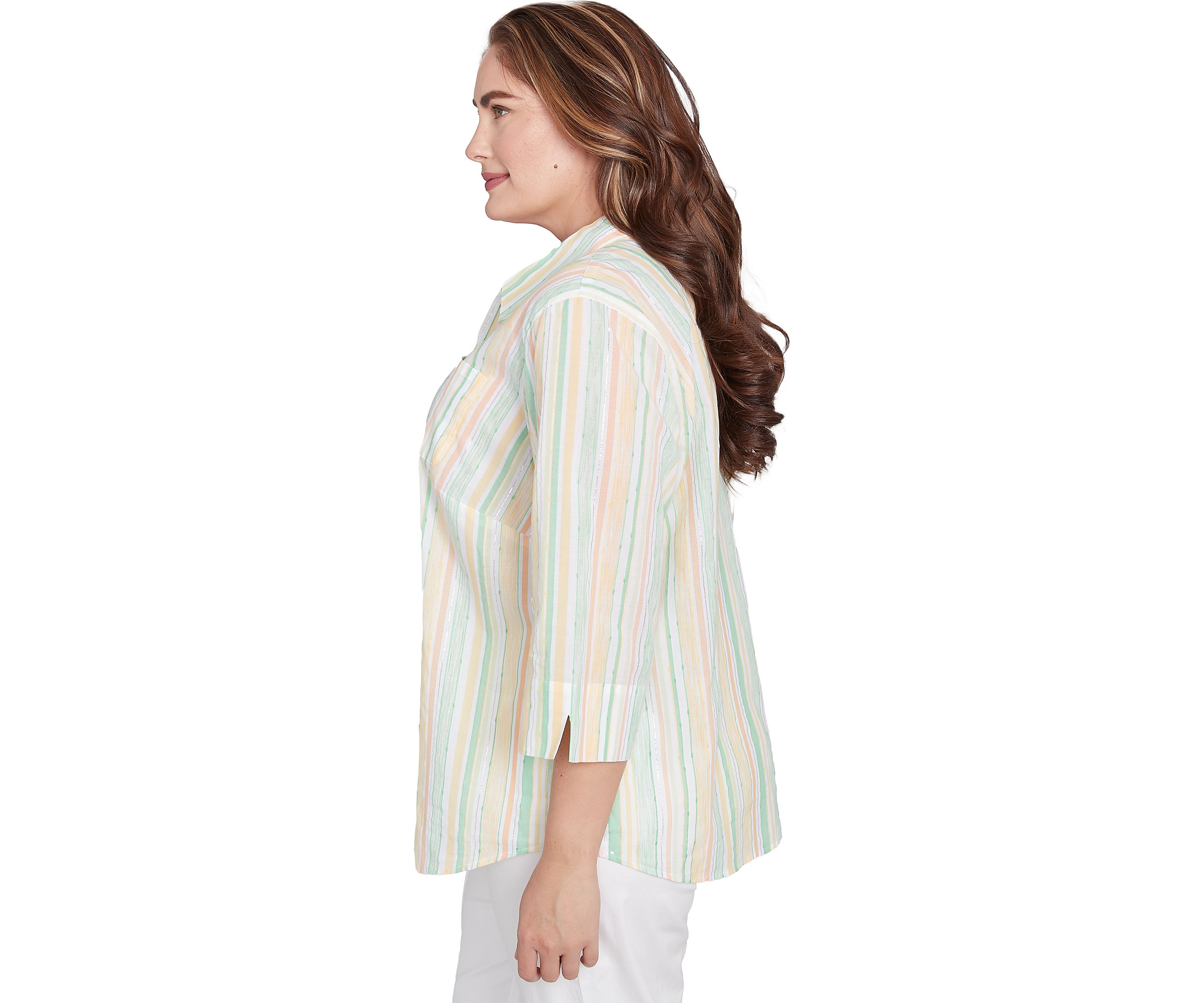 Plus Size Rise and Shine Stripe Lurex Blouse