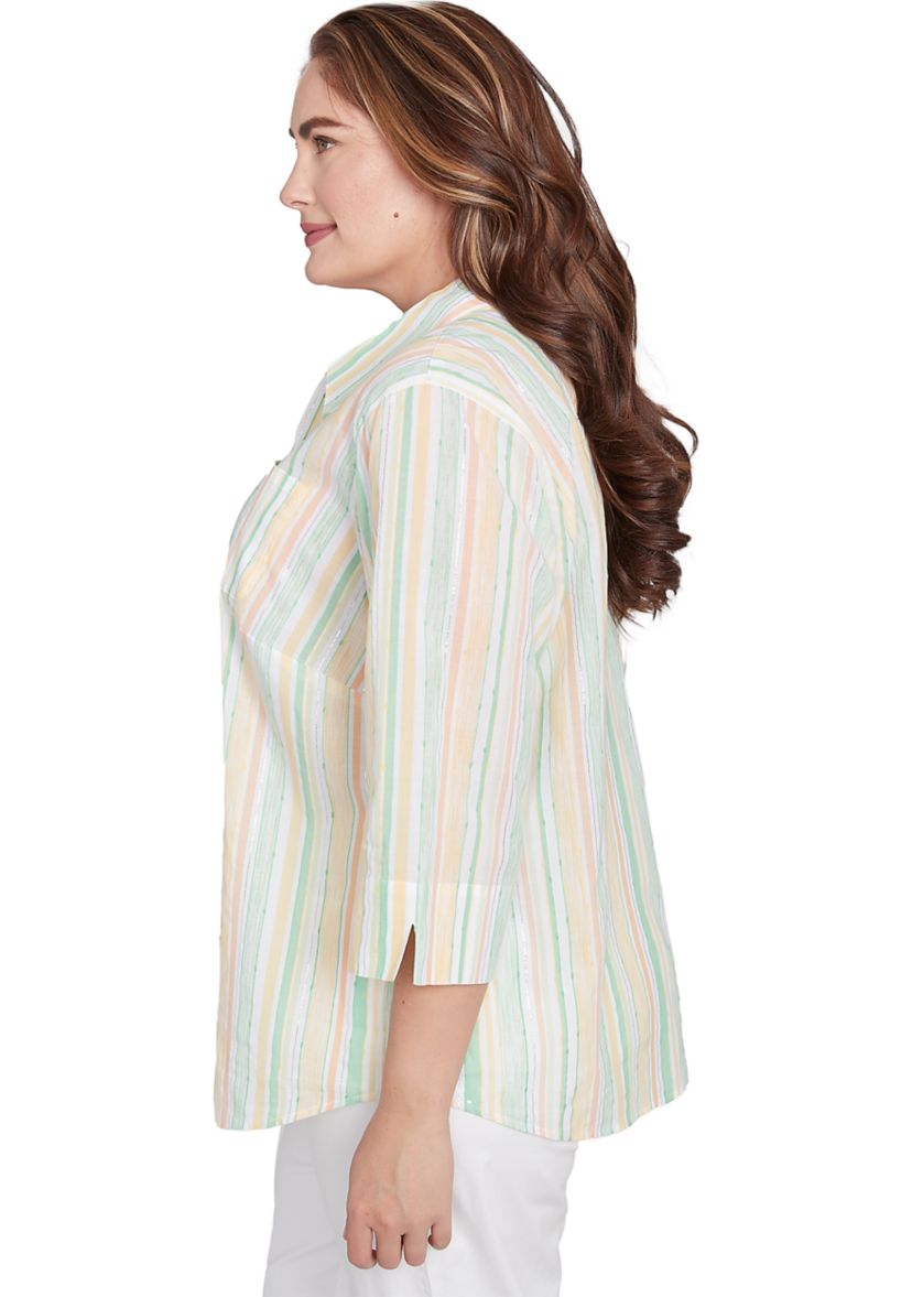 Plus Size Rise and Shine Stripe Lurex Blouse