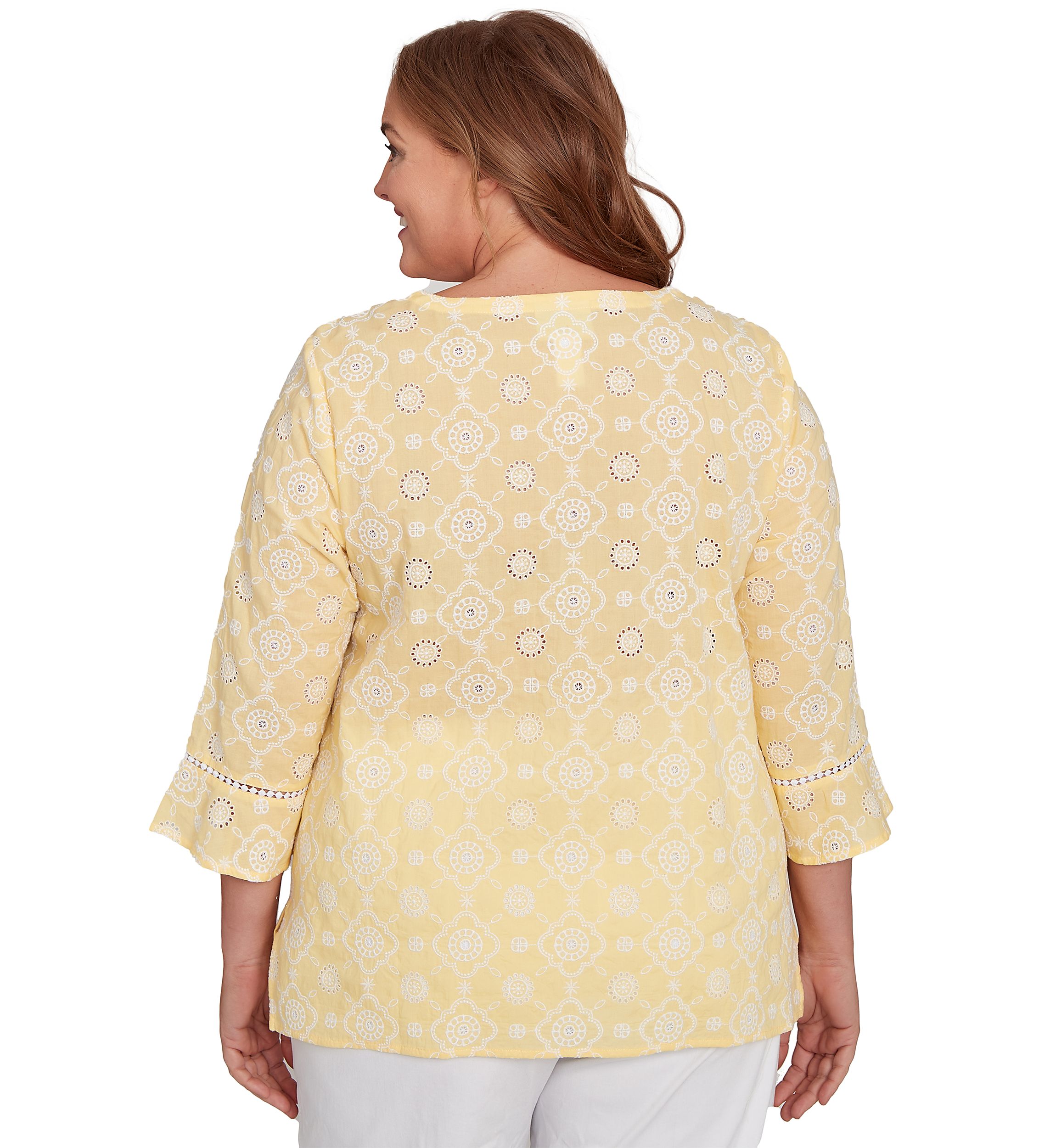 Plus Size Rise & Shine Flower Embroidered Eyelet