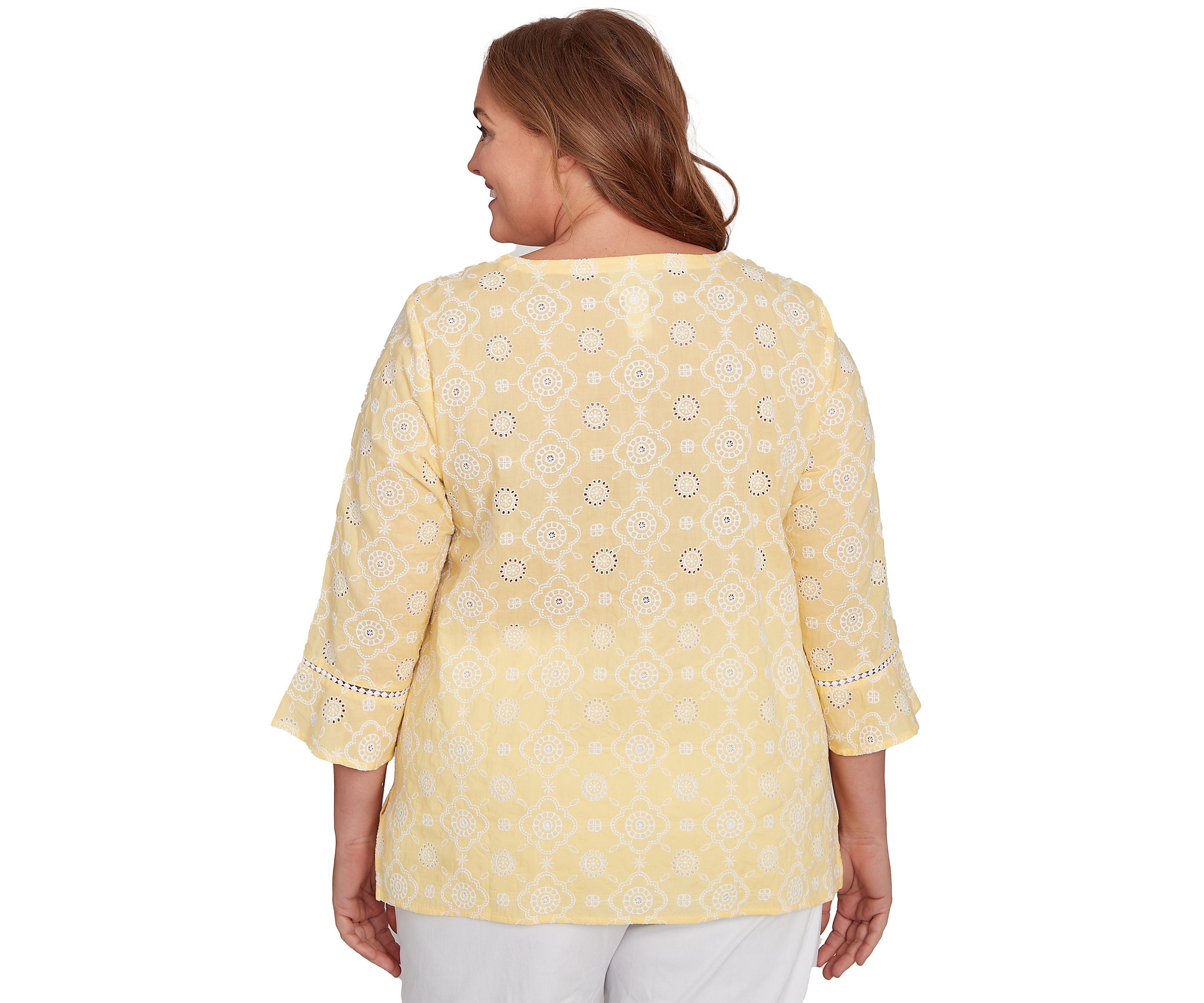 Plus Size Rise & Shine Flower Embroidered Eyelet