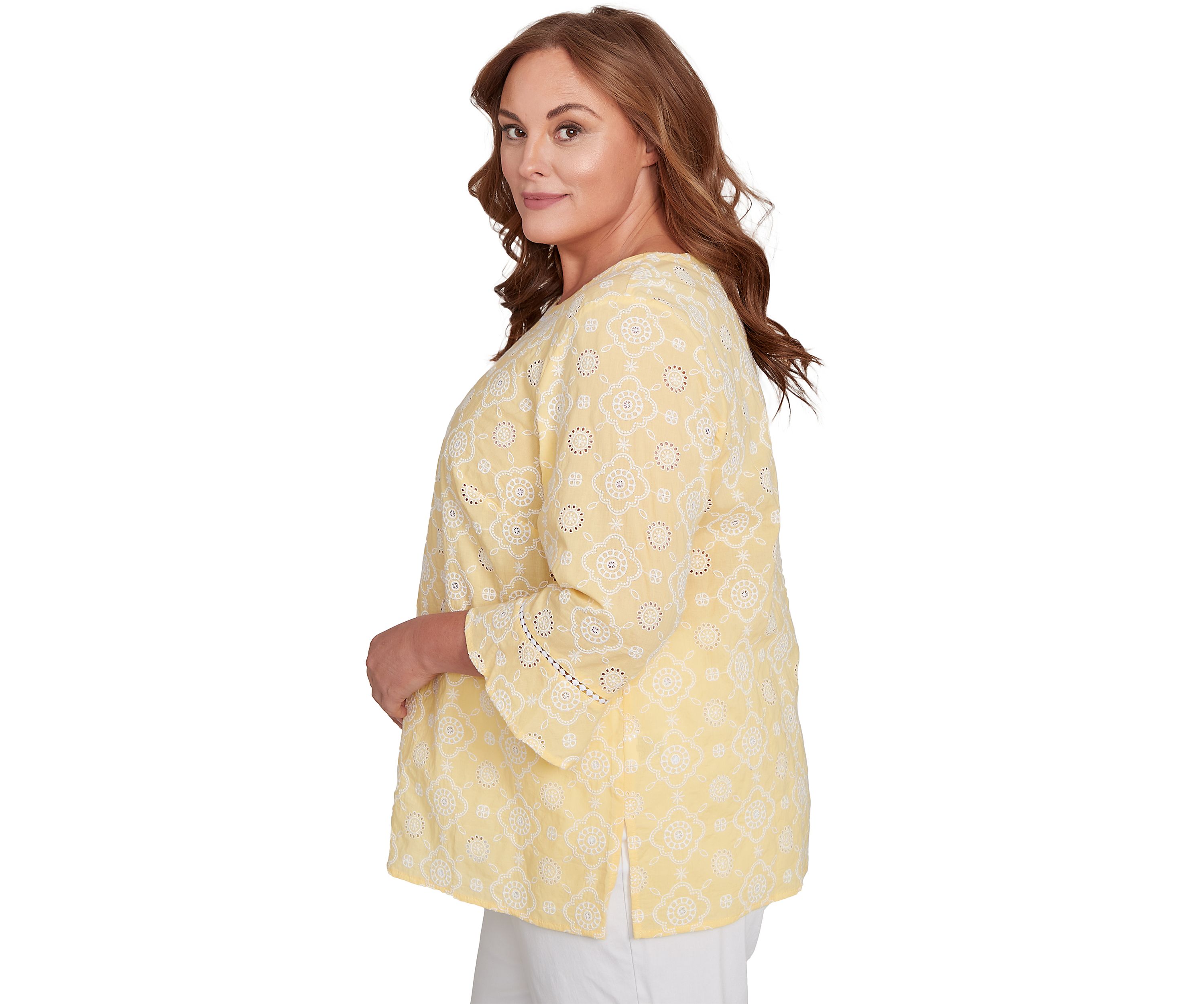 Plus Size Rise & Shine Flower Embroidered Eyelet