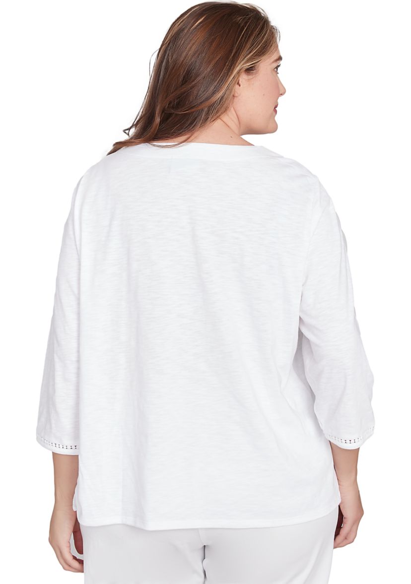Plus Size Rise & Shine Embroidered Pineapple Top