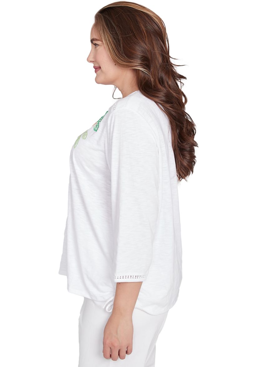 Plus Size Rise & Shine Embroidered Pineapple Top