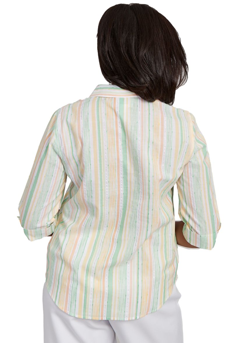 Petite Rise & Shine Stripe Shirt with Lurex 