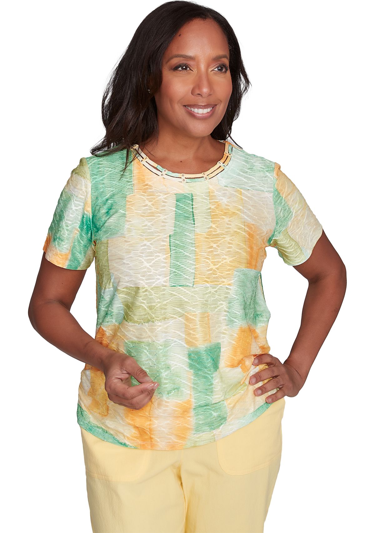 Petite Rise & Shine Patch Texture Top