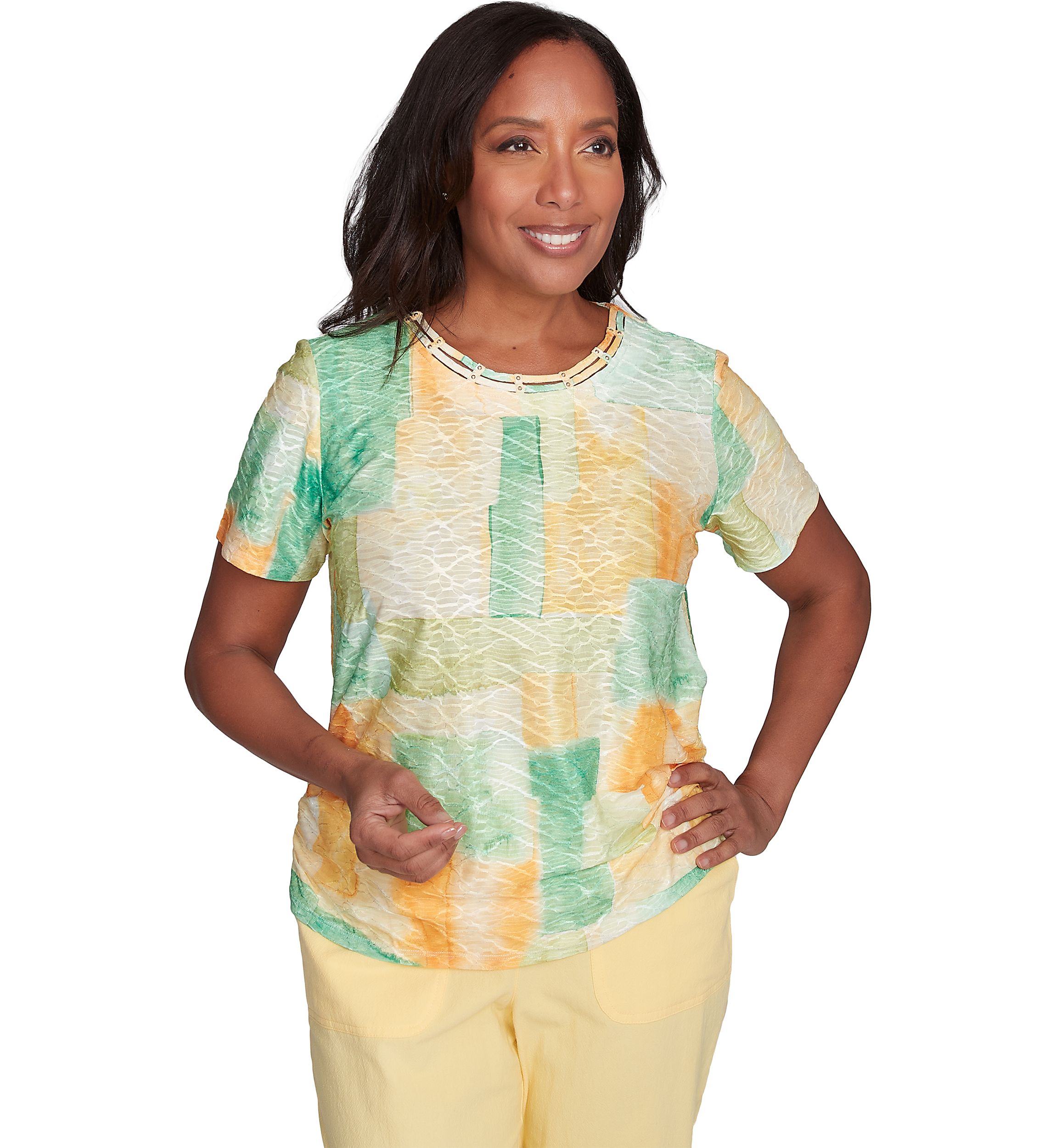 Petite Rise & Shine Patch Texture Top