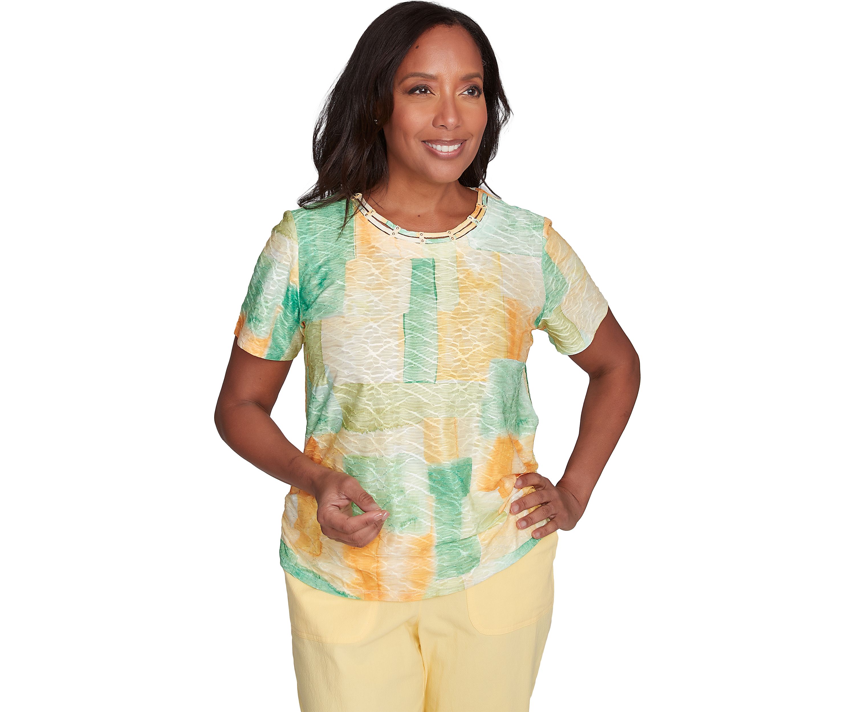 Petite Rise & Shine Patch Texture Top