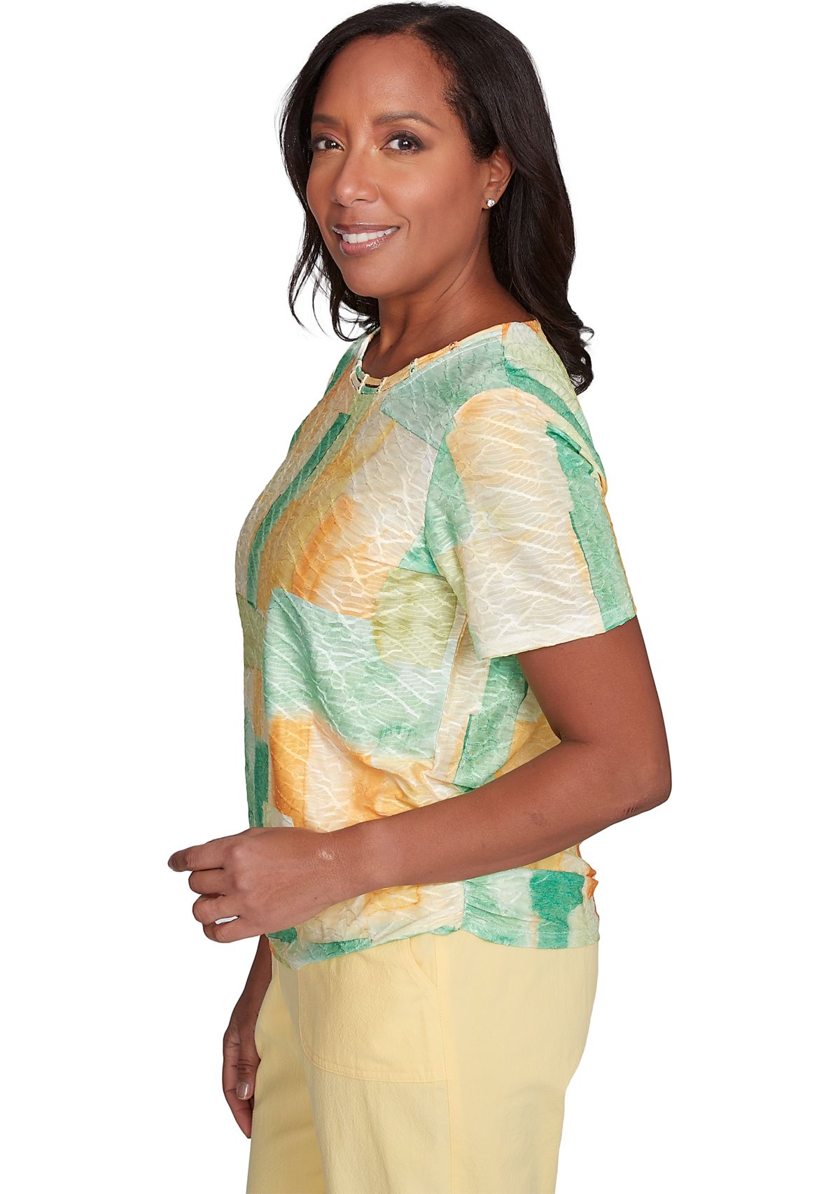 Petite Rise & Shine Patch Texture Top