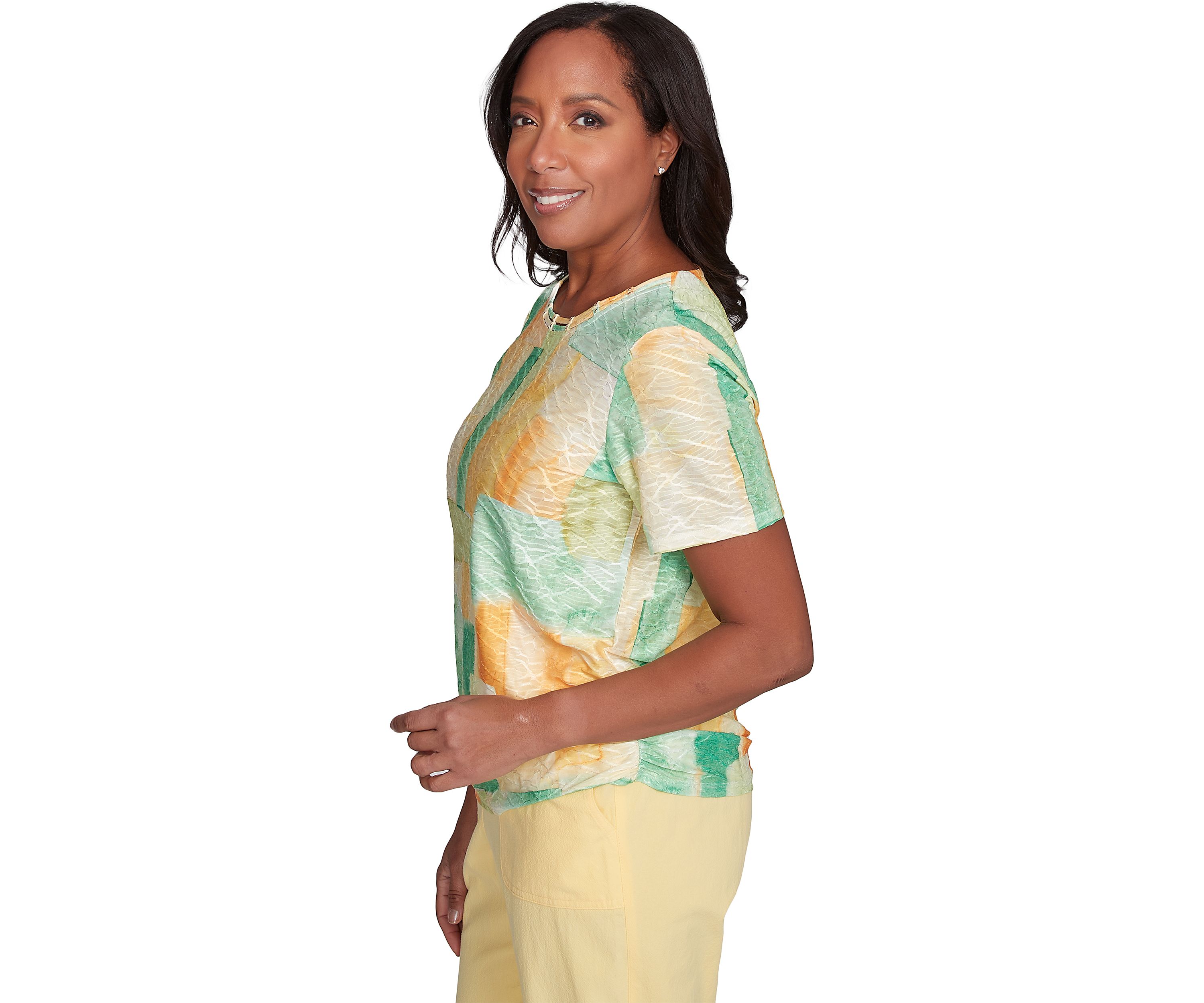 Petite Rise & Shine Patch Texture Top