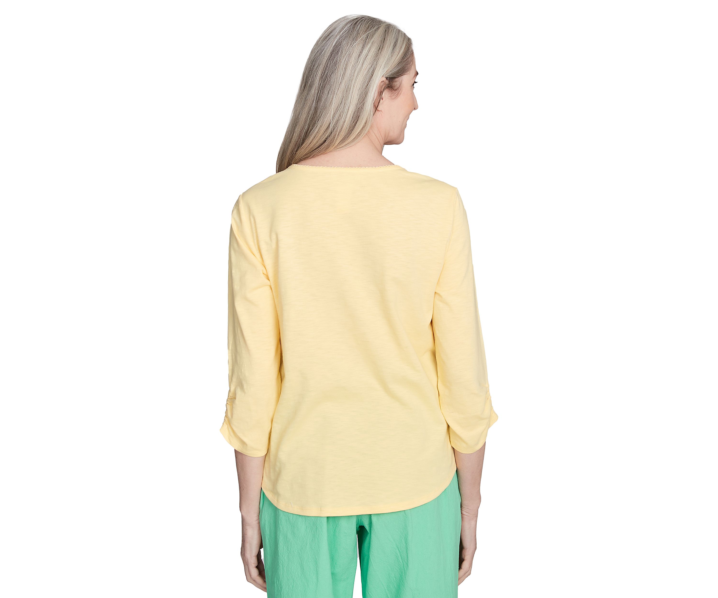 Petite Rise & Shine Floral Embroidery Top
