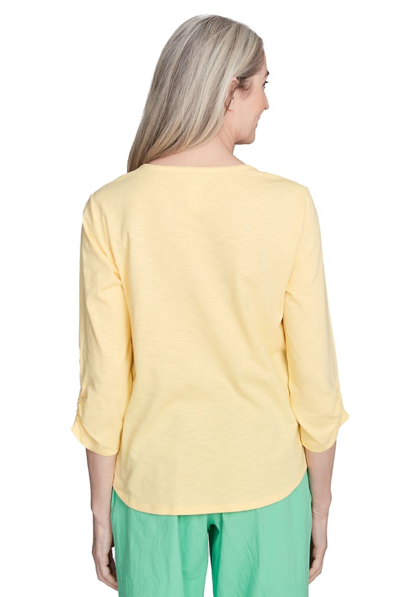 Petite Rise & Shine Floral Embroidery Top