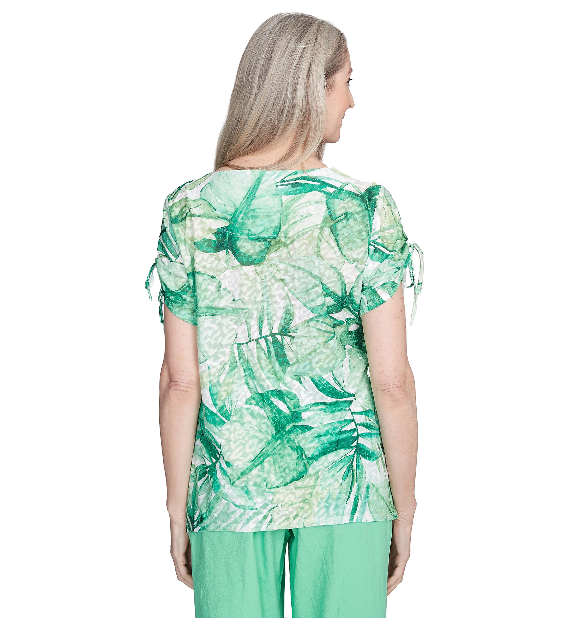 Petite Rise & Shine Monotone Tropical Leaves Printed Top