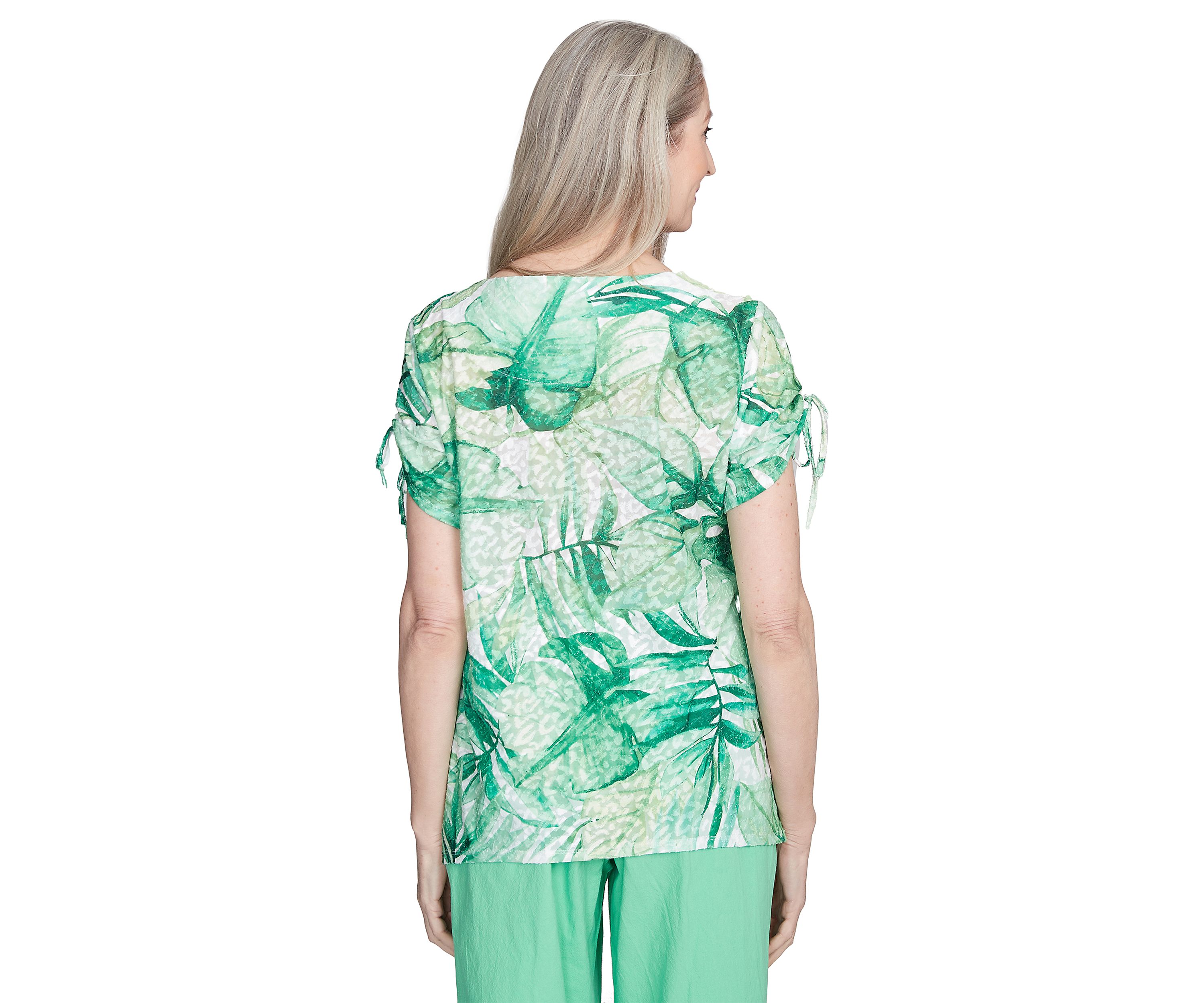 Petite Rise & Shine Monotone Tropical Leaves Printed Top