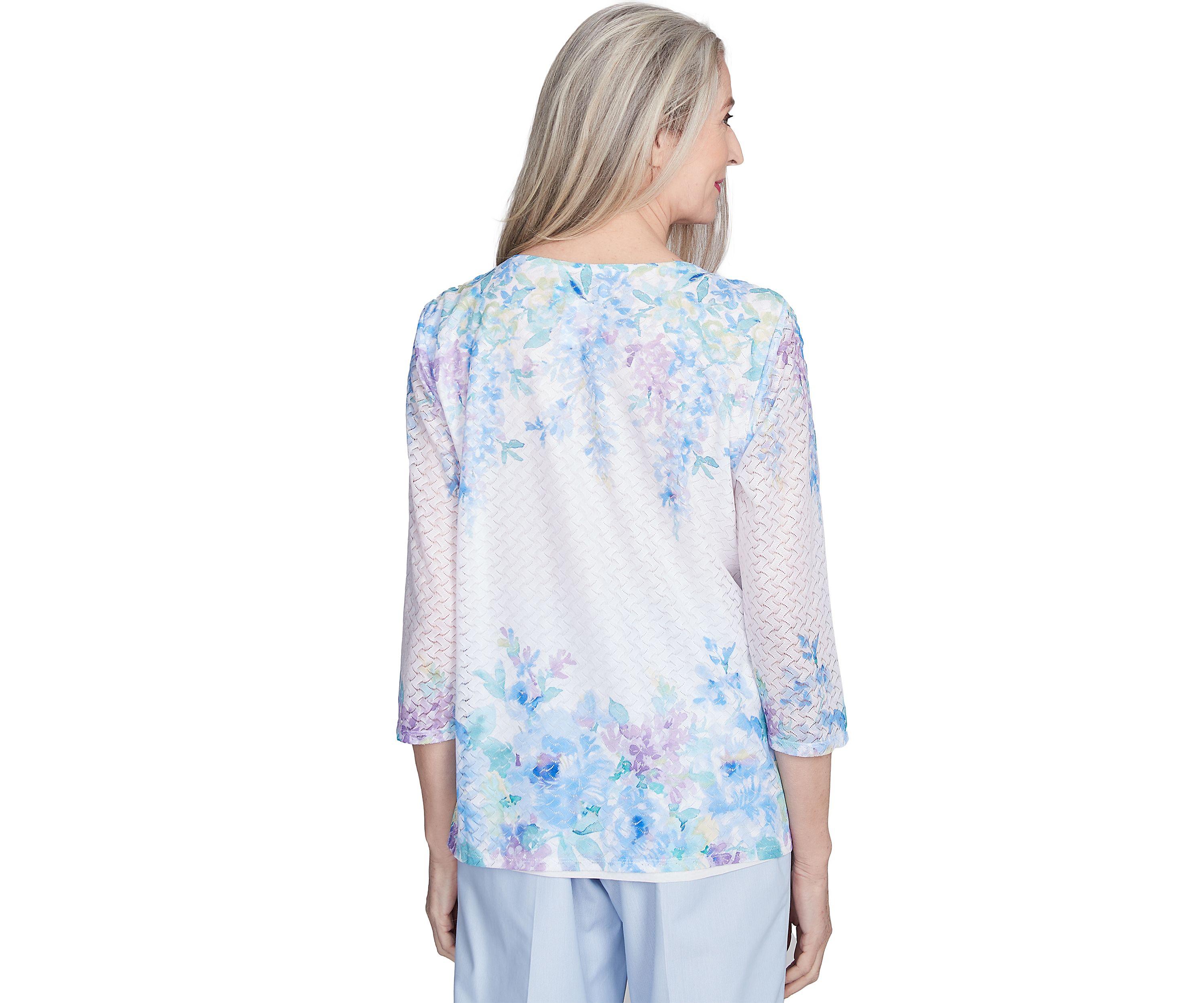 Womens St. Thomas Floral Yoke and Border Top