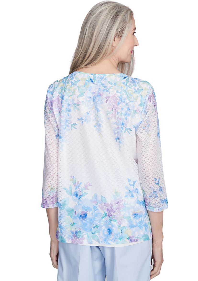 Womens St. Thomas Floral Yoke and Border Top