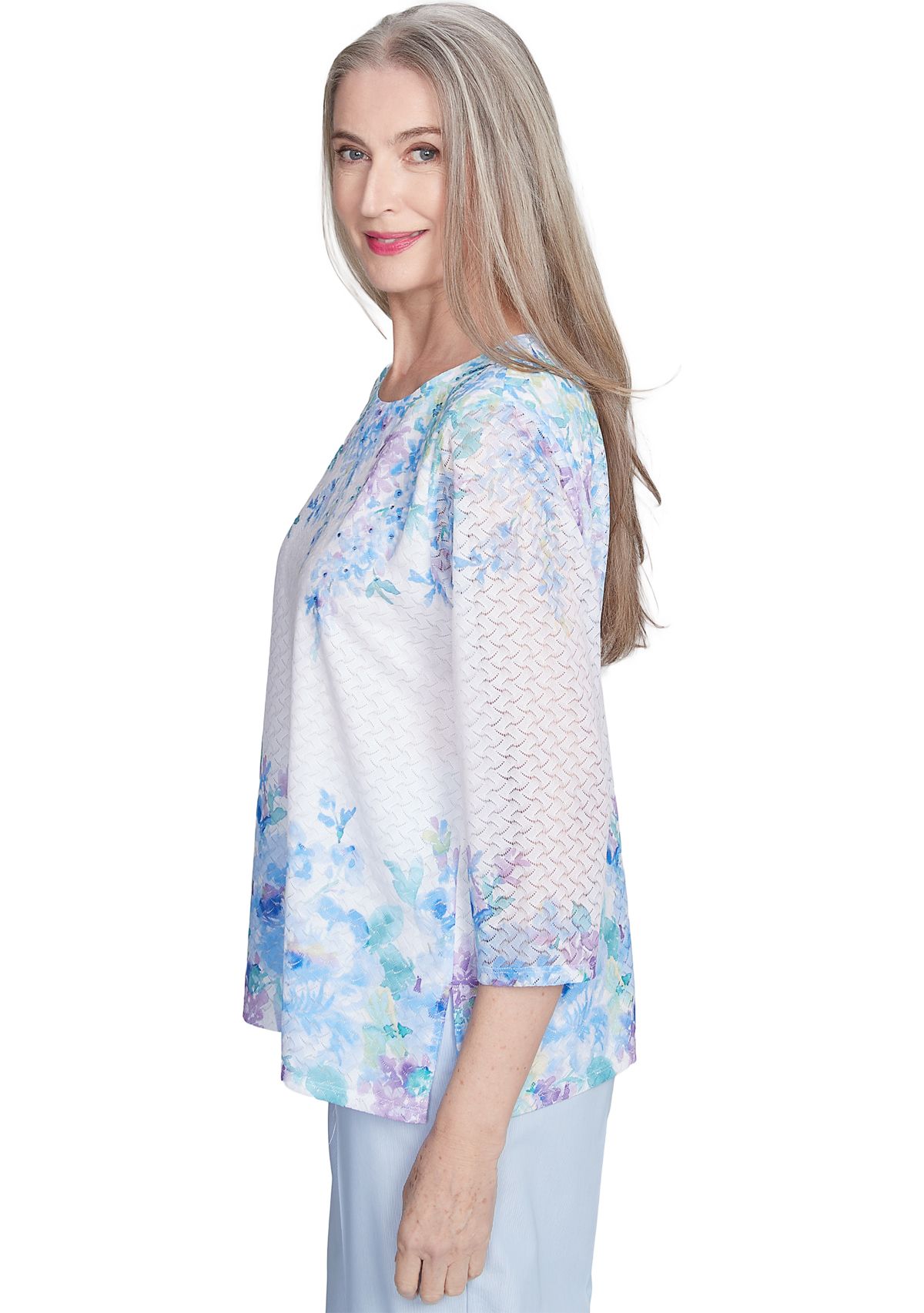 Womens St. Thomas Floral Yoke and Border Top