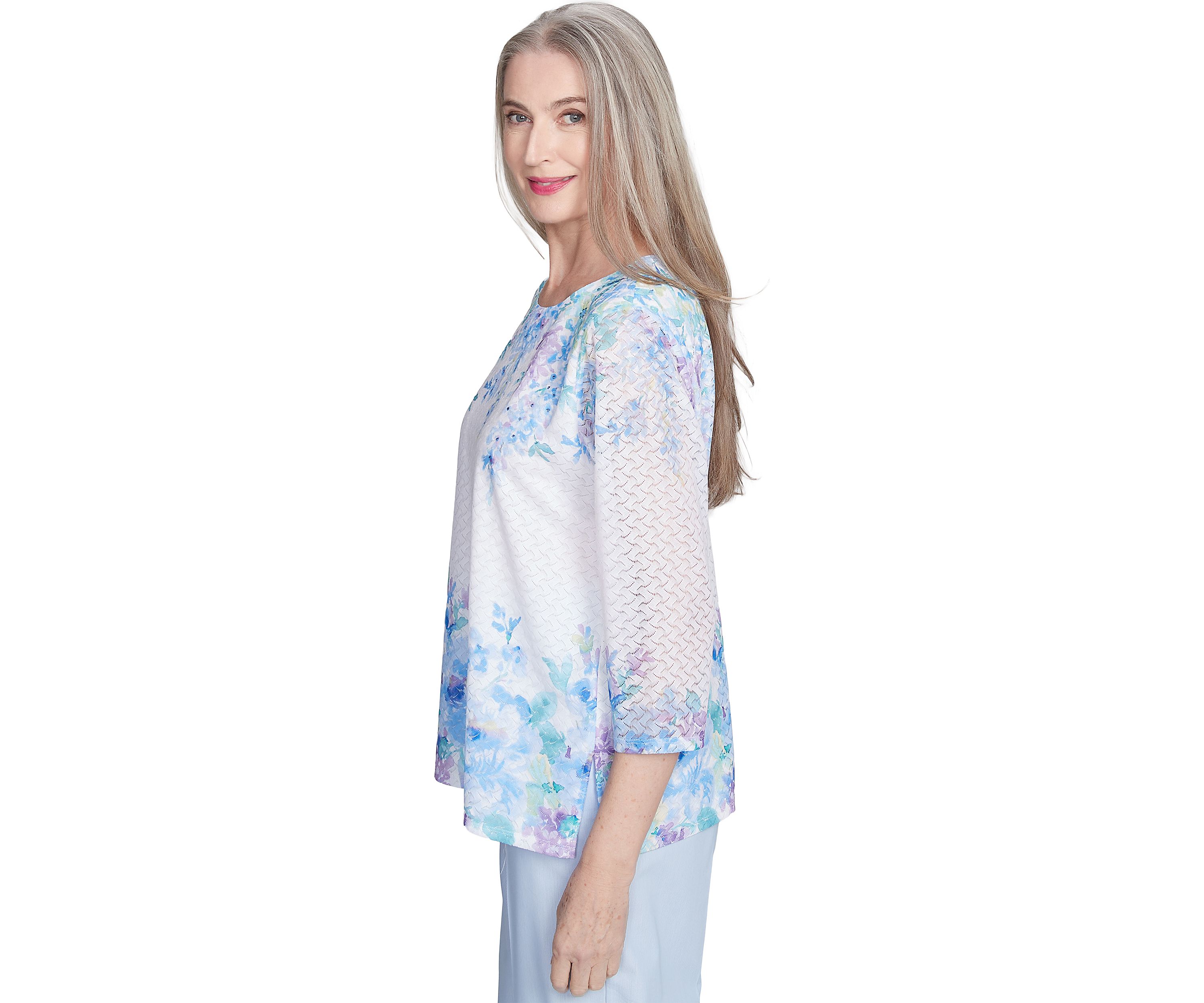 Womens St. Thomas Floral Yoke and Border Top
