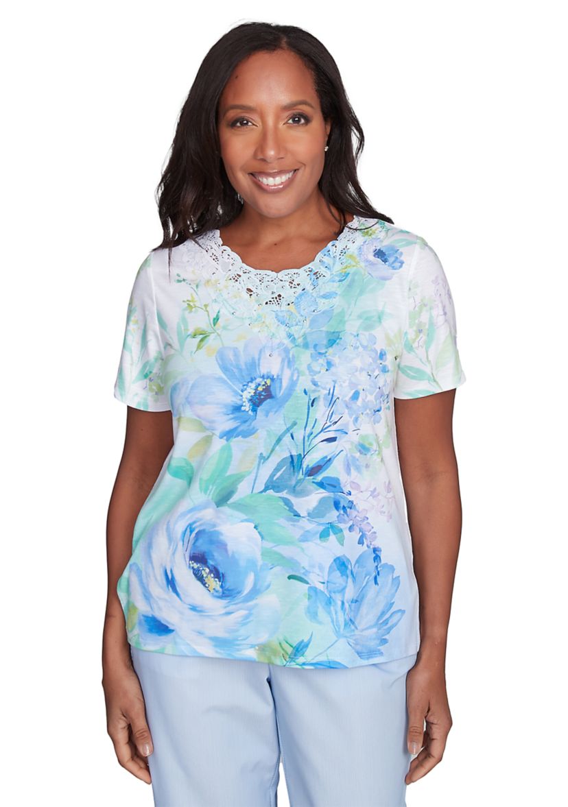 Womens St. Thomas Drama Floral Print Top